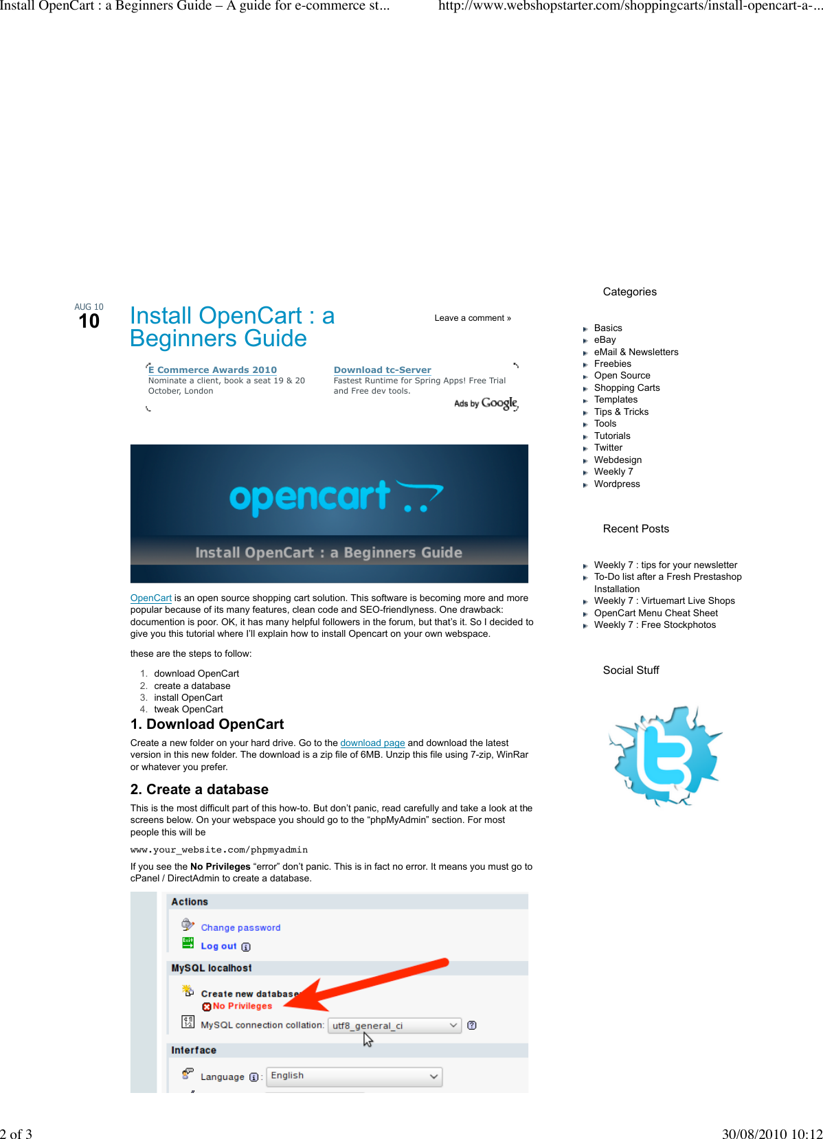 Page 2 of 3 - Install Opencart Open Cart  A Beginners Guide – For E-commerce Starters