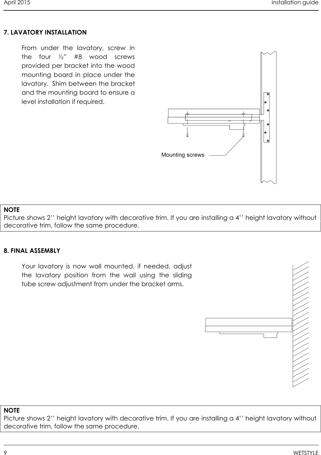Page 9 of 12 - Installation Guide Wallmount Brackets 2015-04-27
