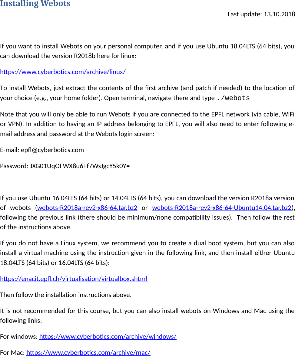 Installing Webots Instructions New