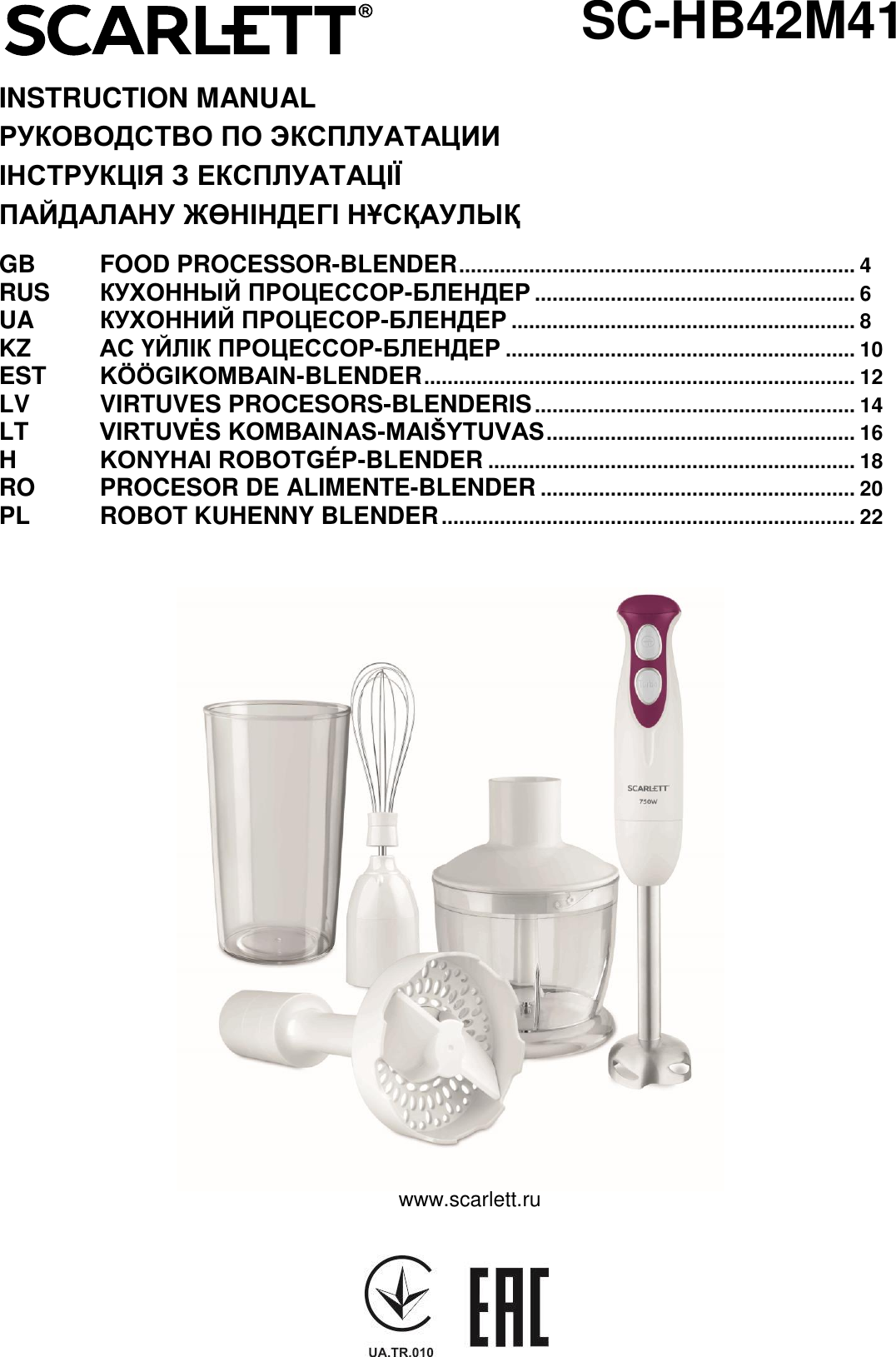 SAFETY PRECAUTIONS FOR YOUR FOOD PROCESSOR Instruction