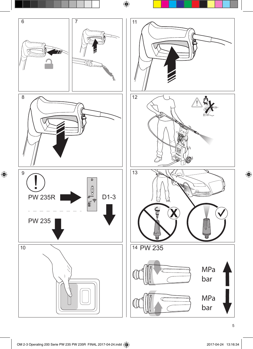 Page 5 of 12 - OM, 2-3 Operating, Husqvarna, PW 235, 235R, 967677401, 967677402, 967677410, 967677411, 967677501, 967677502, 967677503, 2017  Instruction 5591fa3dabaf4e7c985ab24f1b2506b2