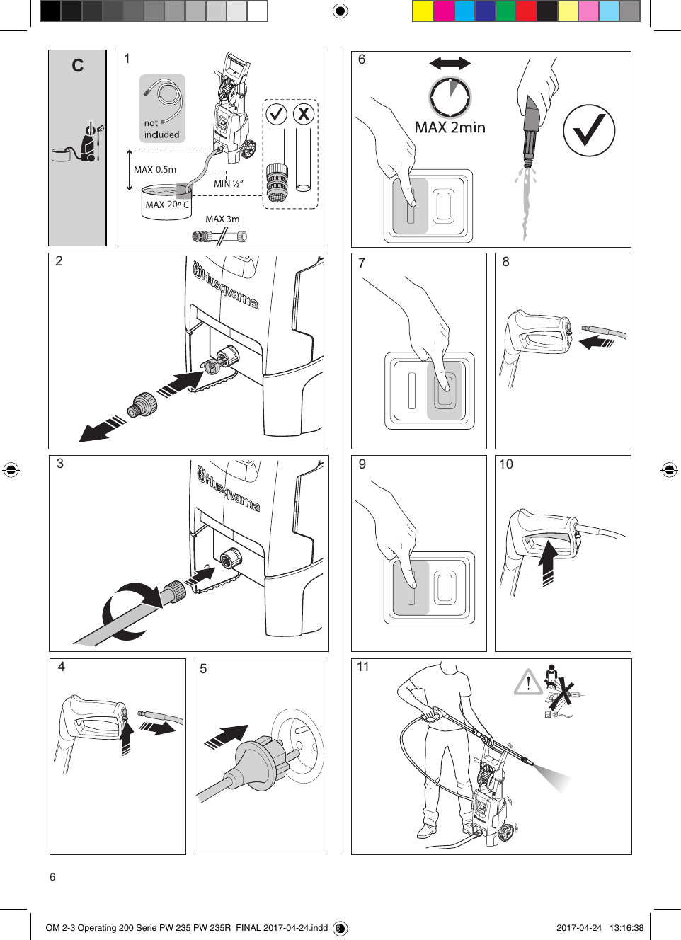 Page 6 of 12 - OM, 2-3 Operating, Husqvarna, PW 235, 235R, 967677401, 967677402, 967677410, 967677411, 967677501, 967677502, 967677503, 2017  Instruction 5591fa3dabaf4e7c985ab24f1b2506b2