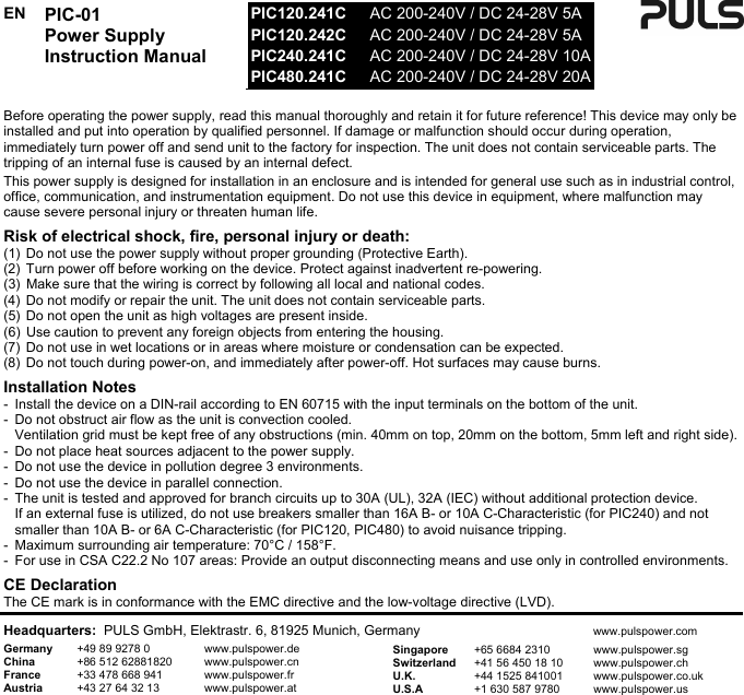 Page 1 of 2 - PU-411_012_00-xxA Instruction Manual