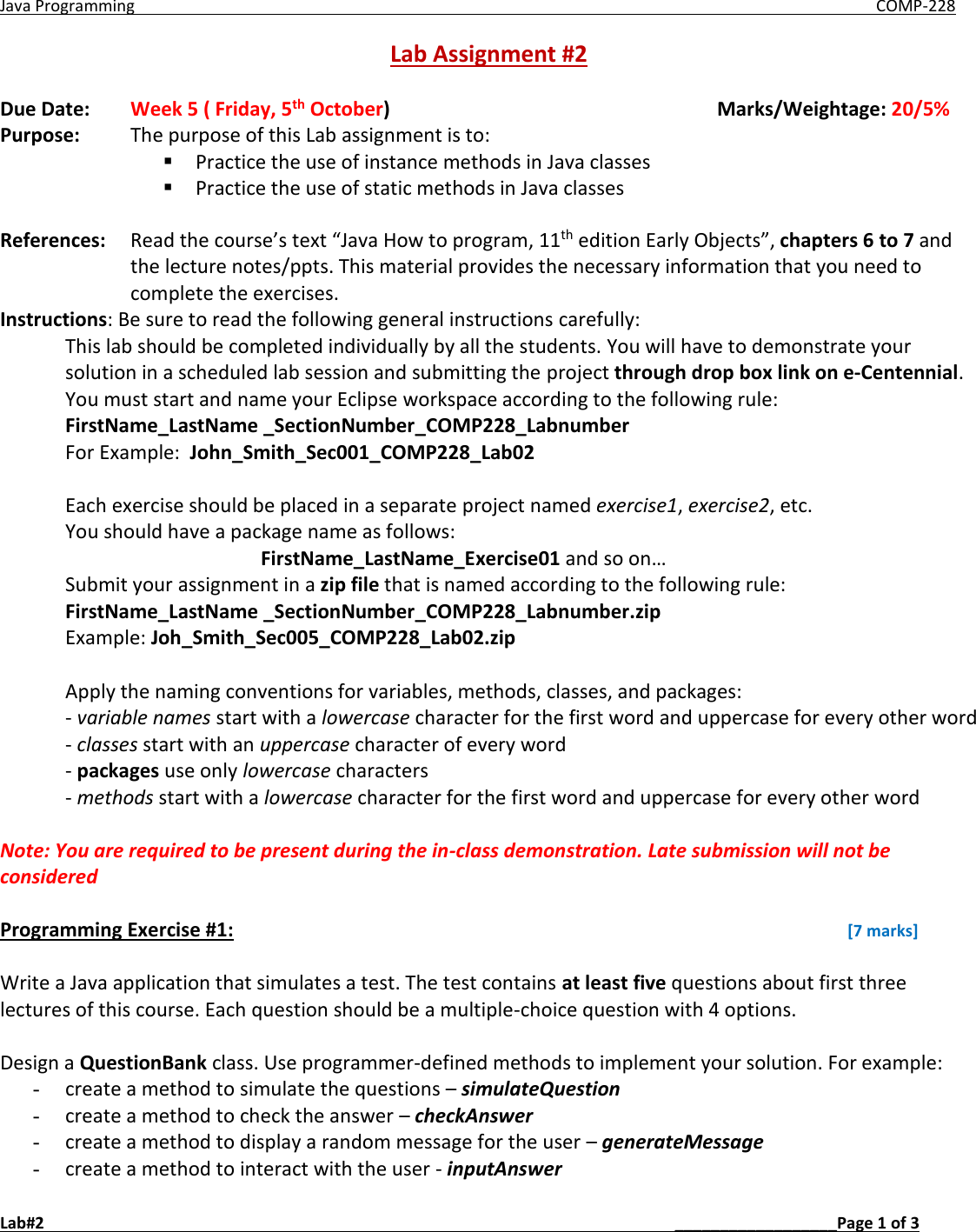 Page 1 of 3 - Lab Instructions