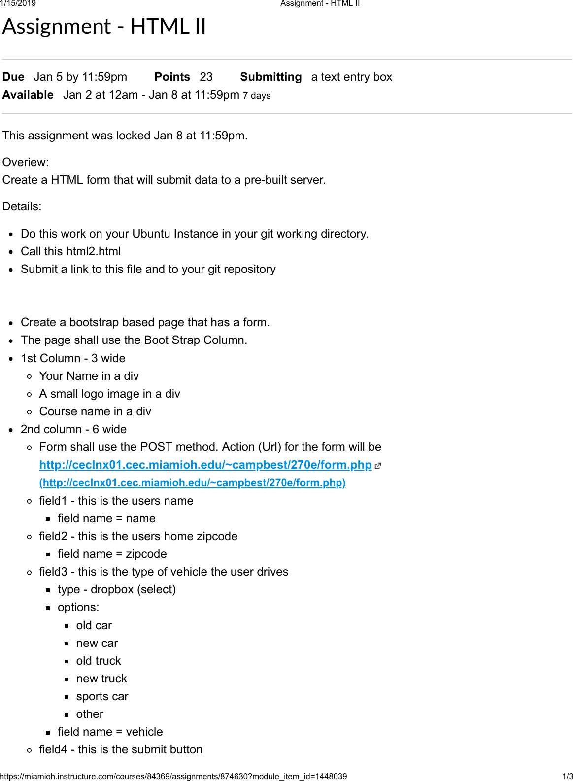 Page 1 of 3 - Instructions