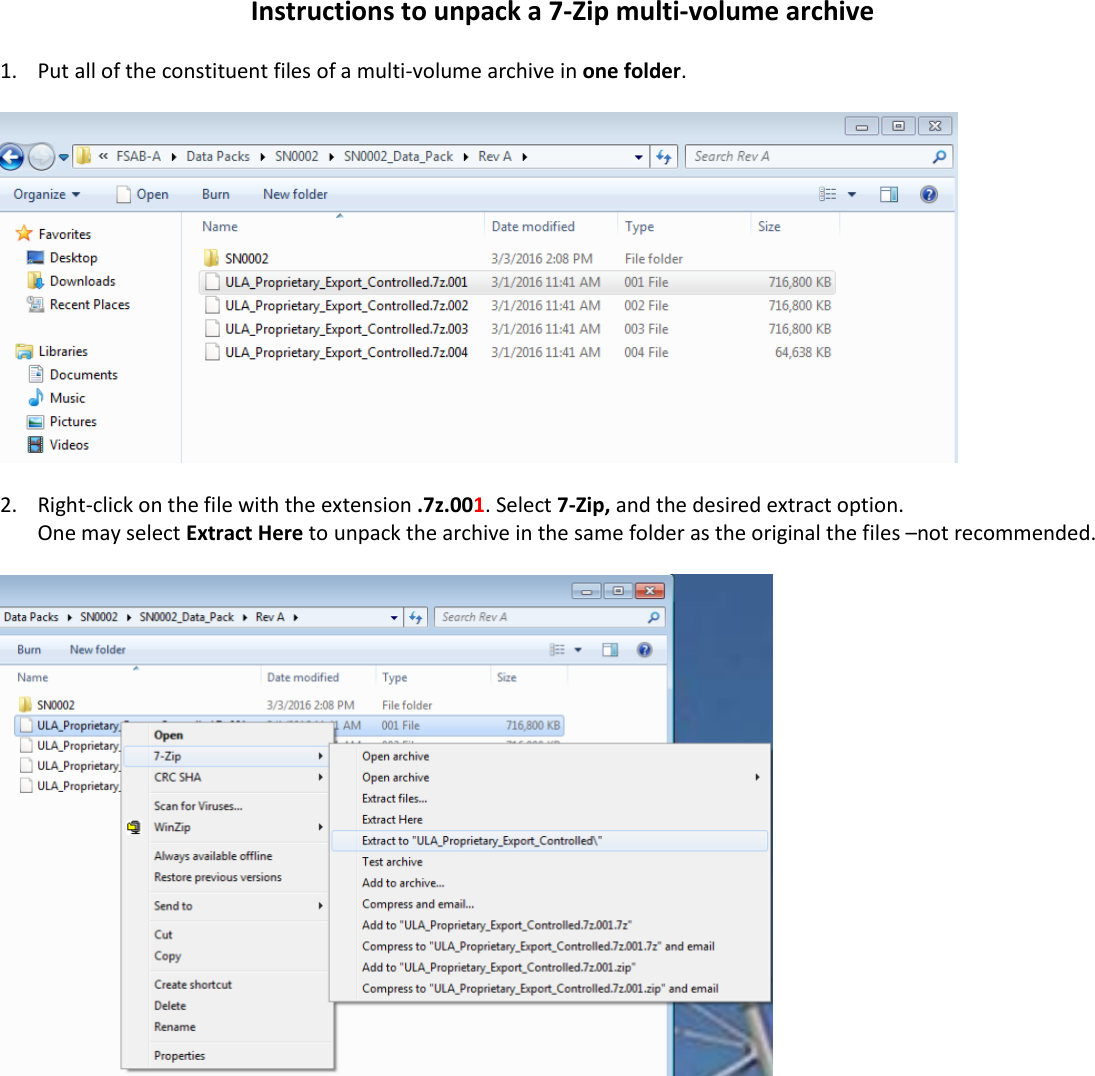 Instructions To Unpack A 7 Zip Multi volume Archive