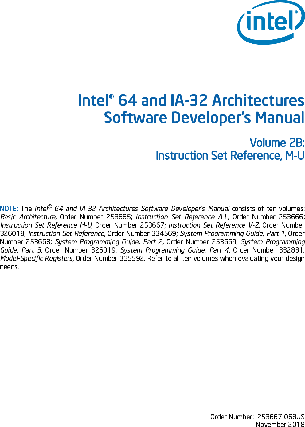 Intel® 64 And IA 32 Architectures Software Developer’s Manual Volume 2B ...