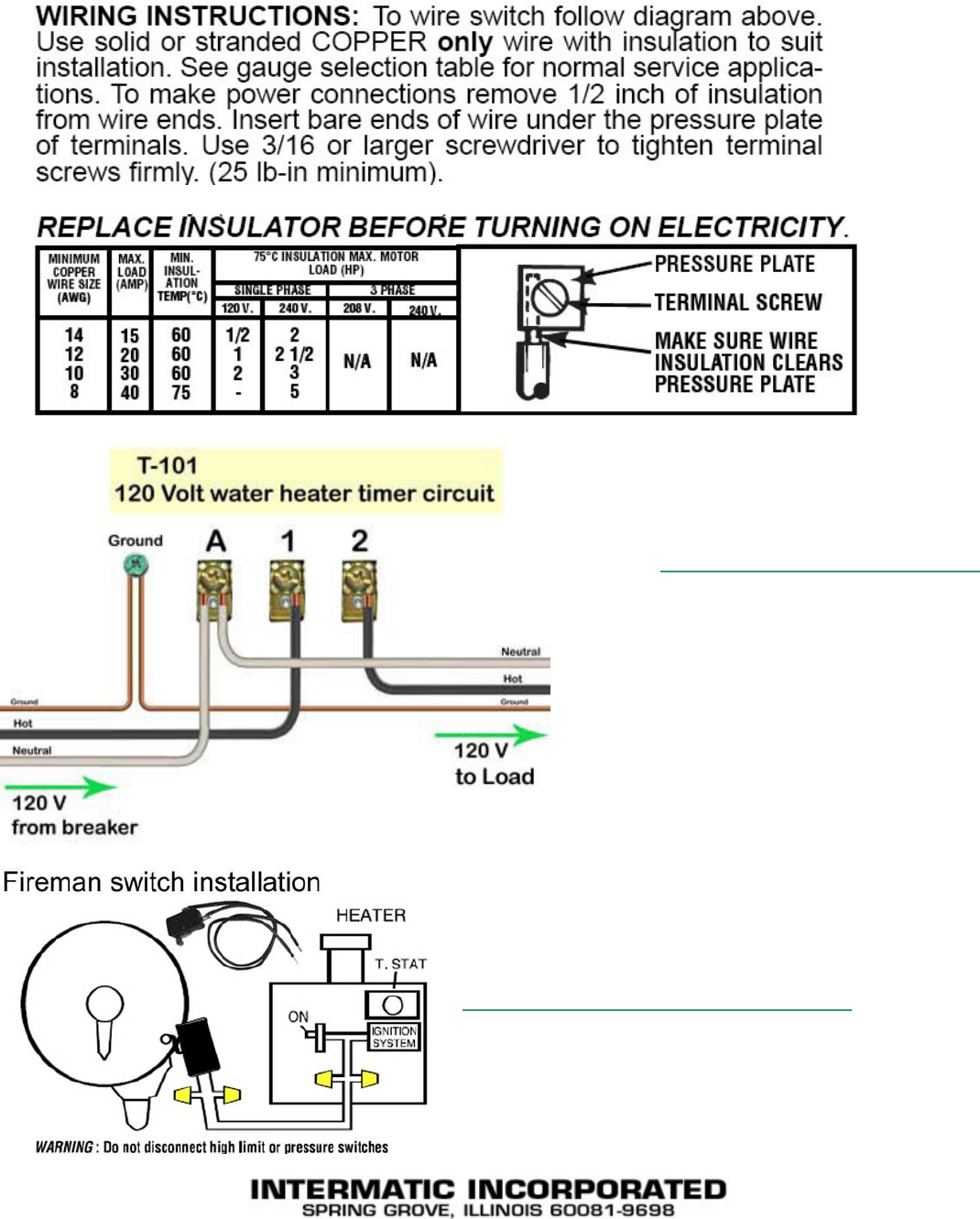 Intermatic T101p201 Instruction Manual