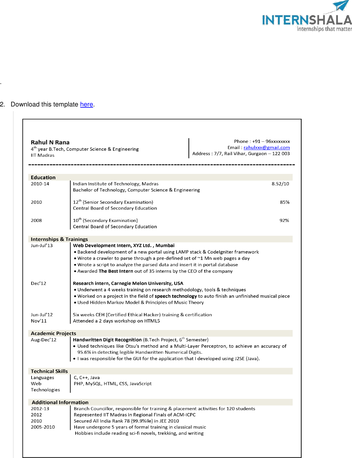 Page 7 of 8 - Internshala Resume Guide