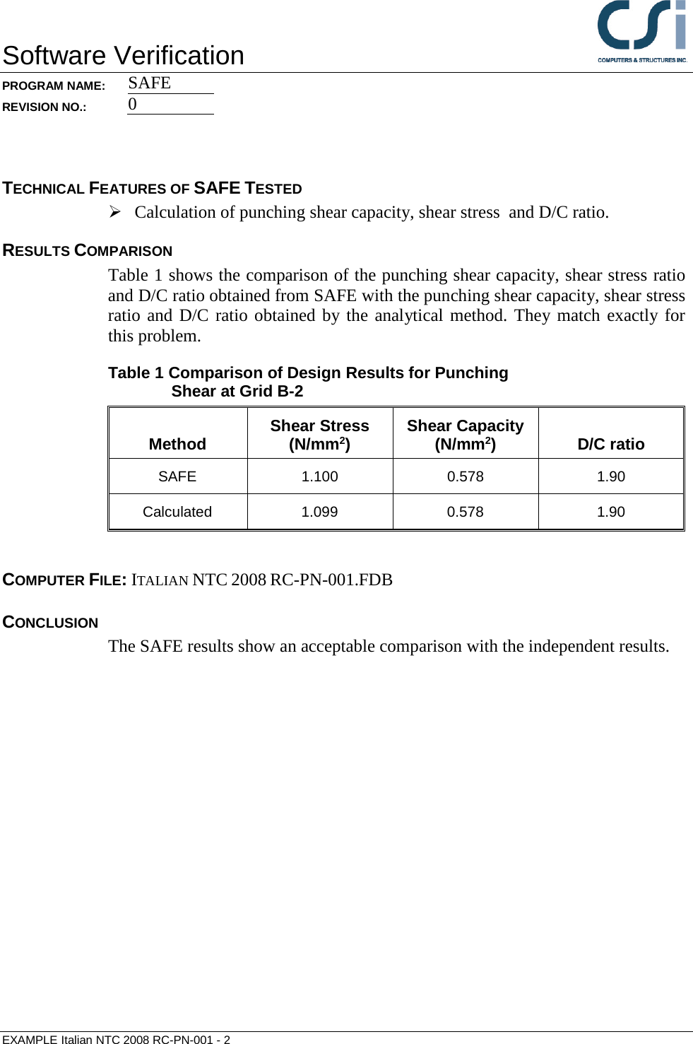 Page 2 of 5 - Contents Italian NTC 2008 RC-PN-001