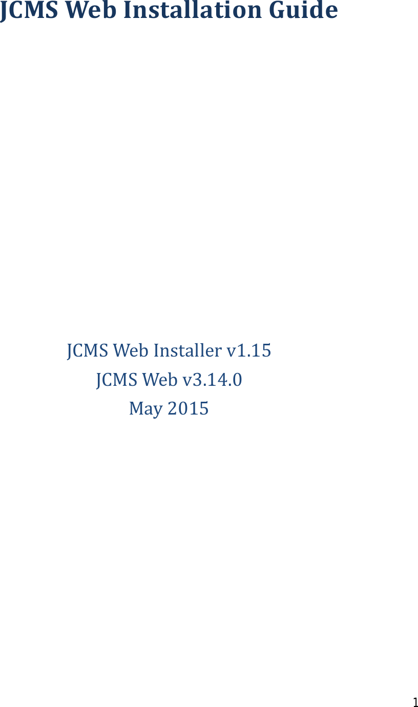 JCMSWeb Installation Guide