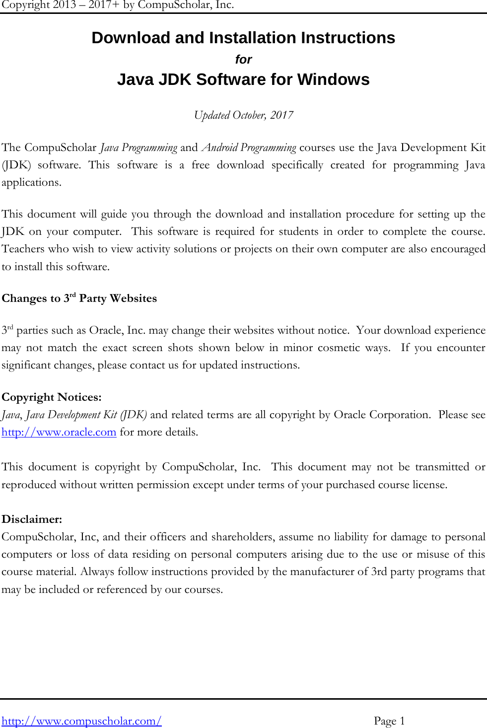 Page 1 of 12 - Java JDK Install Instructions Windows