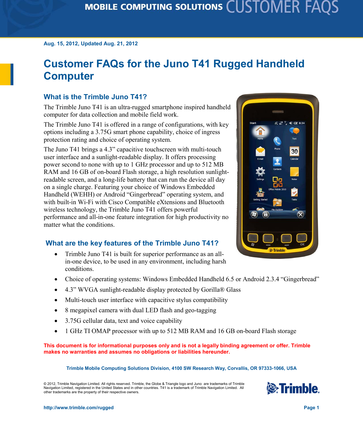 Page 1 of 6 - Day Month Year Juno-T41-Customer-FAQs-2012-08-21