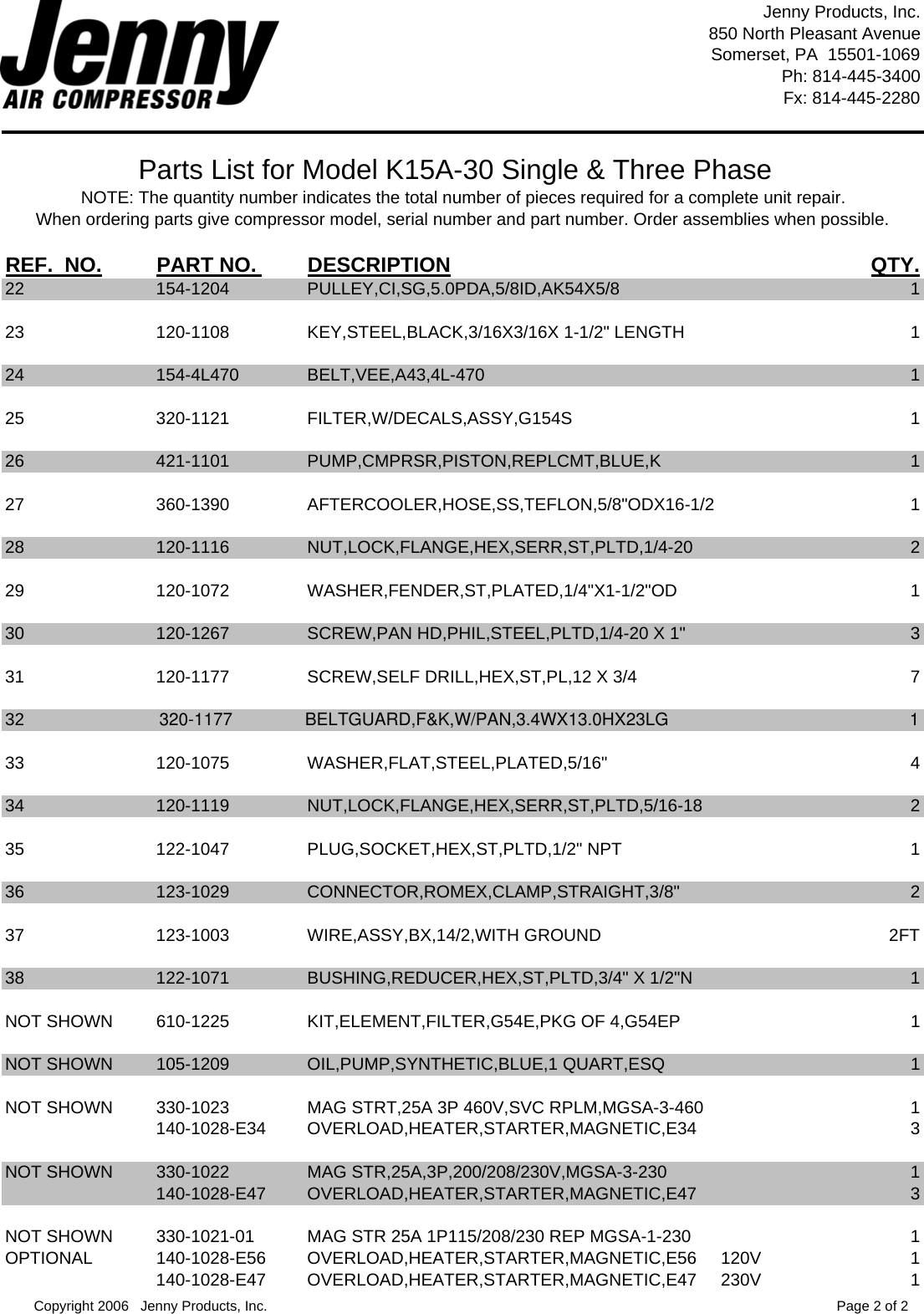 Page 3 of 10 - Parts List For  K15A-30-SSC K15A_Manual K15A Manual
