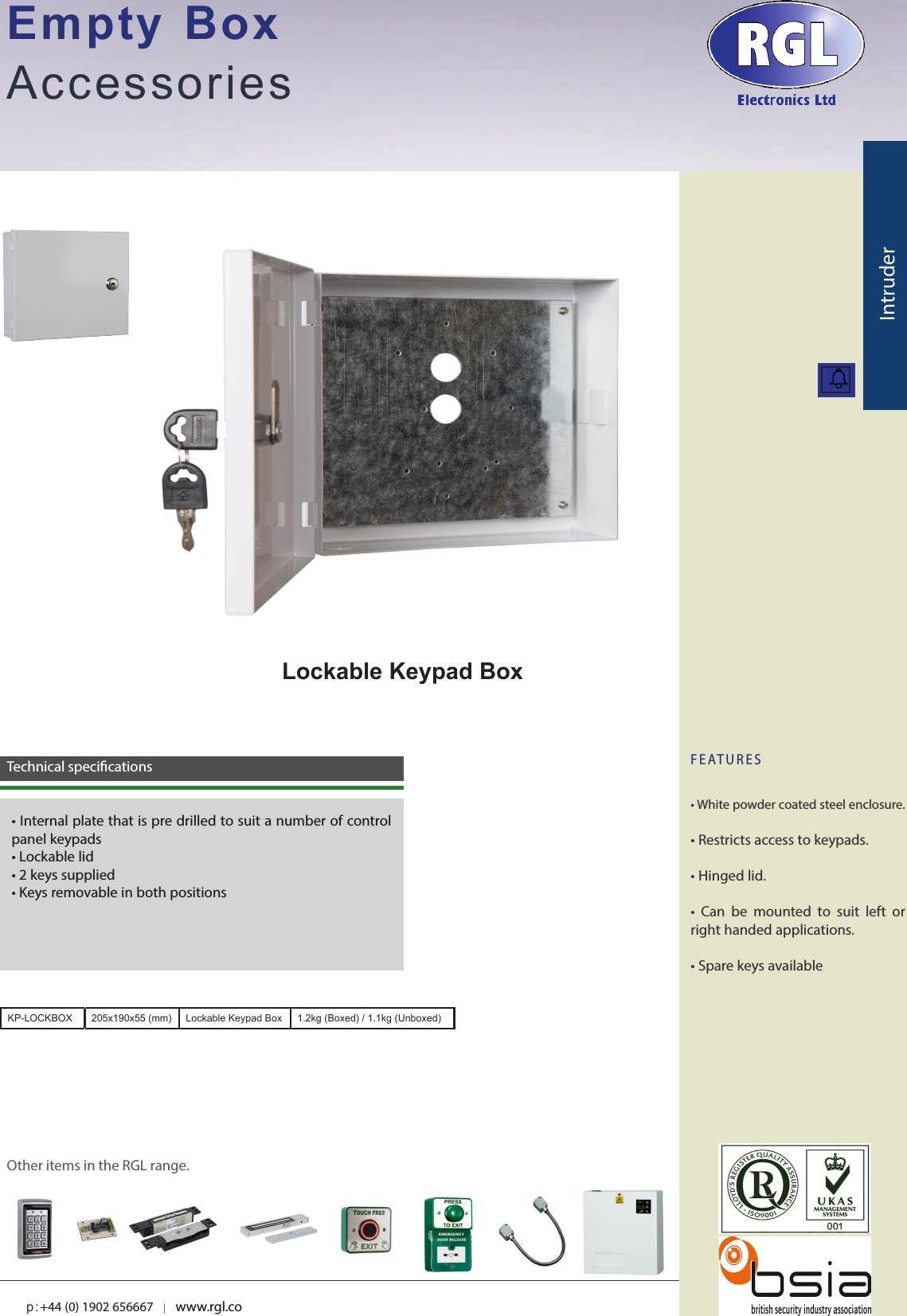 Page 1 of 1 - KP-LOCKBOX - Feature Sheet
