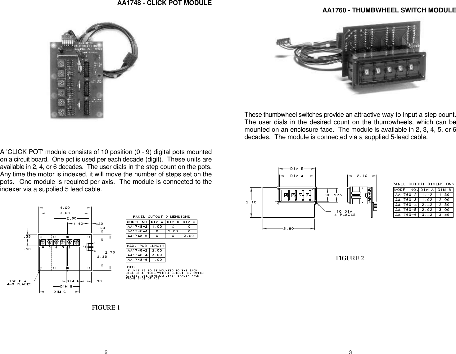 Page 2 of 6 - Count Input Module L010020 - AA1748, AA1760, AA2210, AA1754, AA2909 Users Guide