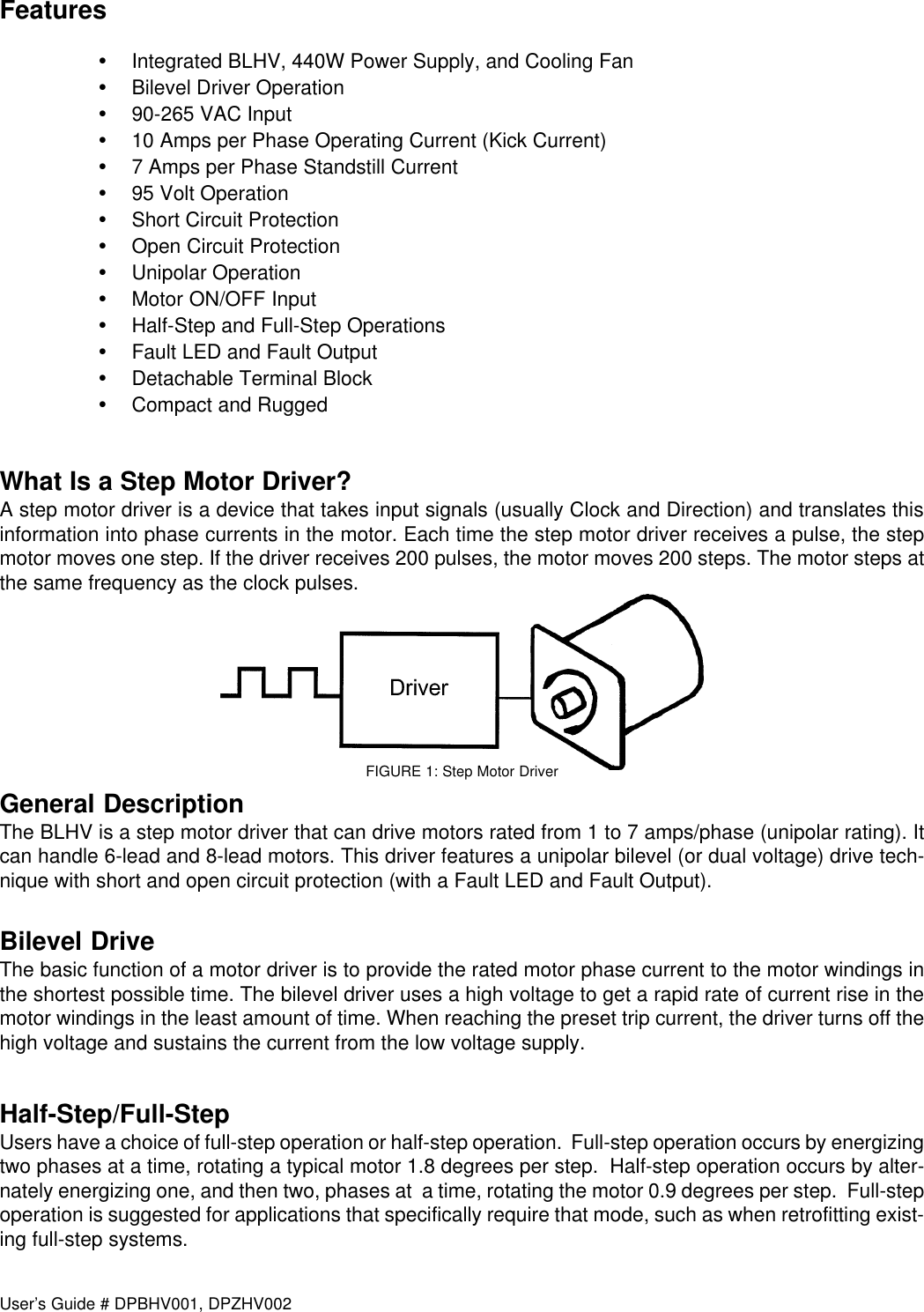 Page 2 of 12 - DPblhv001man L010022 - DPBHV001, DPZHV002 Users Guide