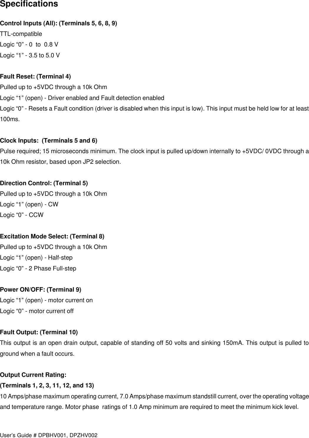 Page 8 of 12 - DPblhv001man L010022 - DPBHV001, DPZHV002 Users Guide