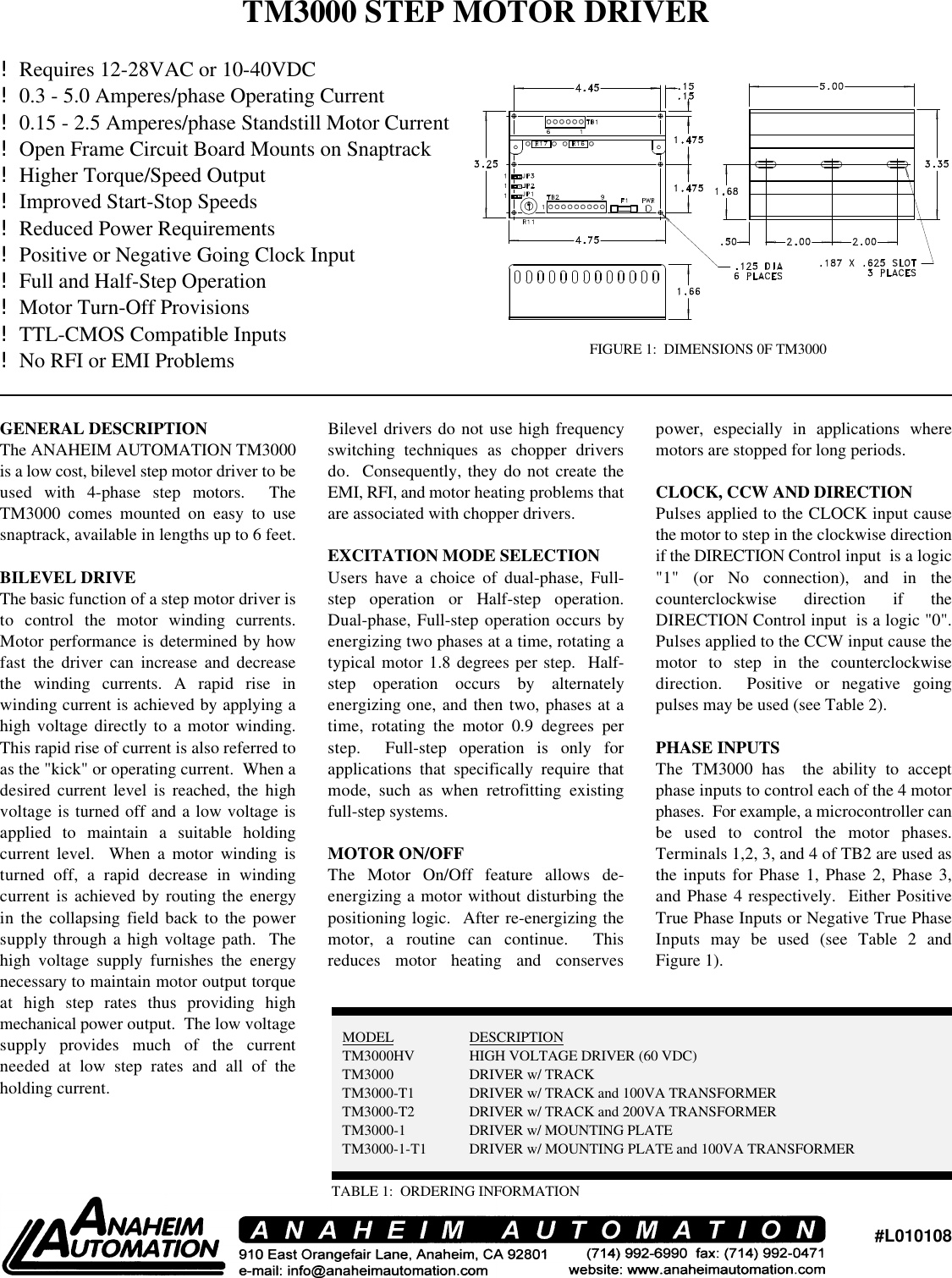 Page 1 of 4 - TM3000 User's Guide L010108 - Users