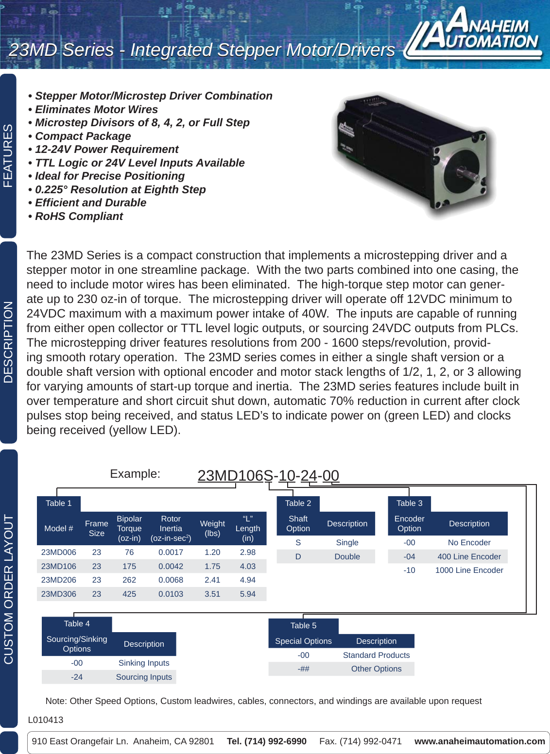 Page 1 of 2 - L010413 - 23MD Series Spec Sheet