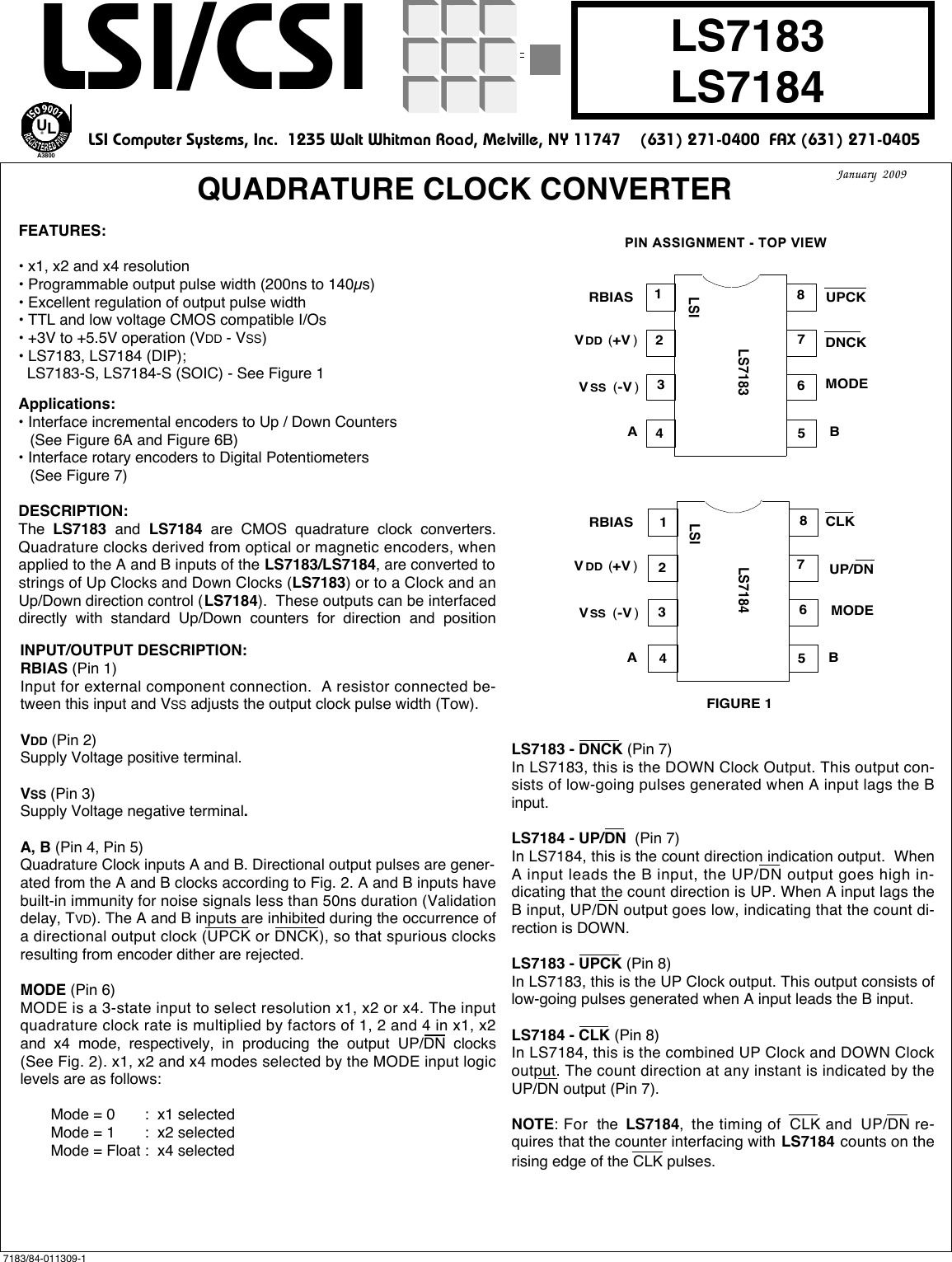 Page 1 of 4 - L010546 - LSI-LS7183, LSI-LS7184