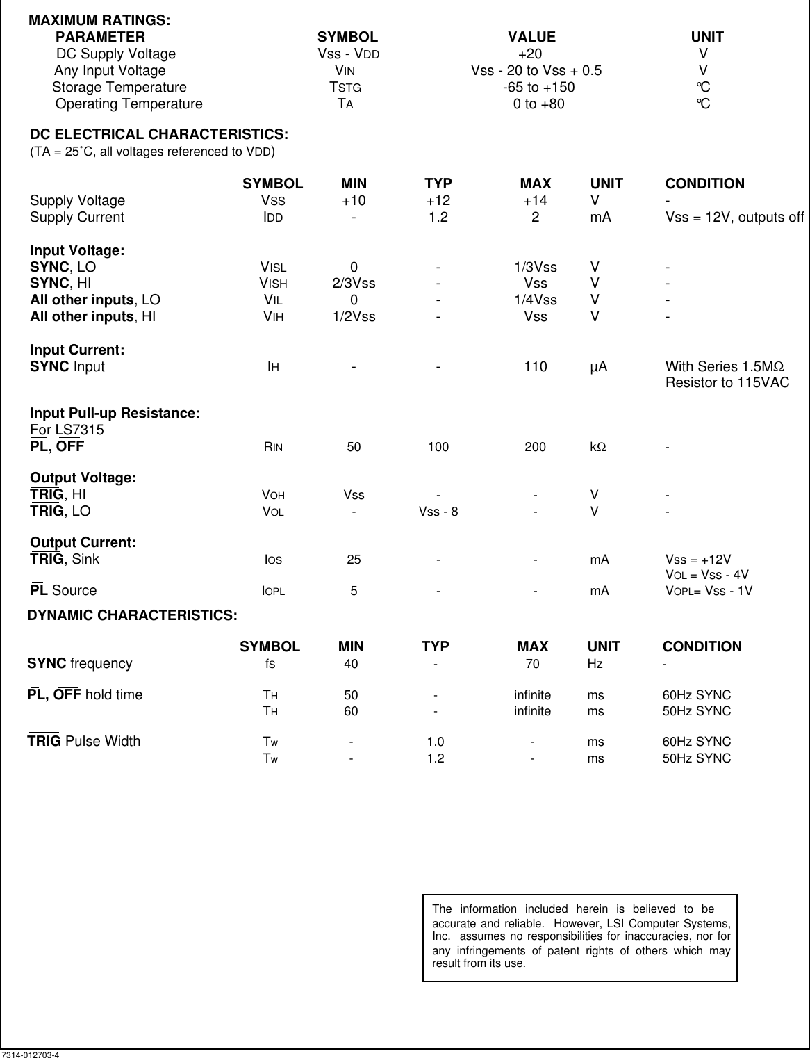 Page 4 of 4 - L010550 - LSI-LS7314, LSI-LS7315