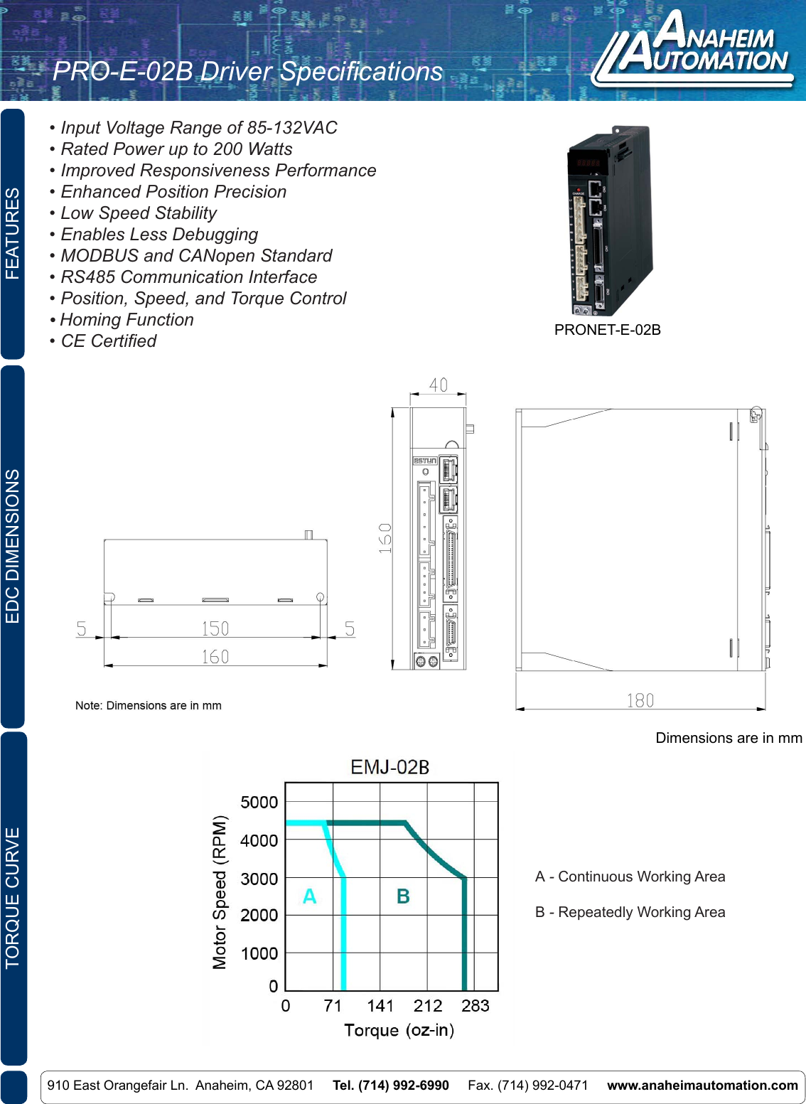 Page 4 of 7 - L010953 - PRO-E-02 Servo Systems Spec Sheet