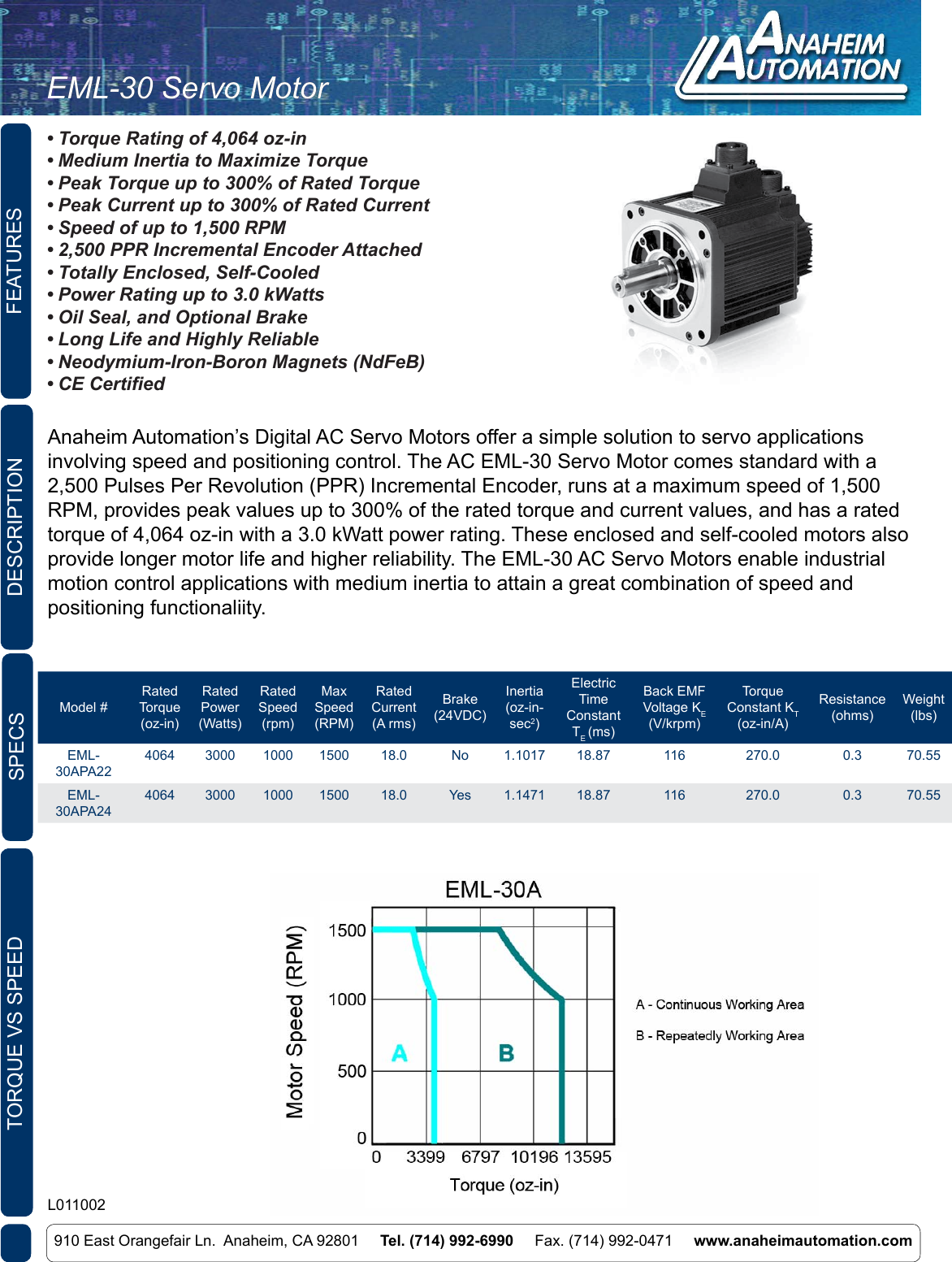 Page 1 of 3 - L011002 - EML-30 Servo Motor