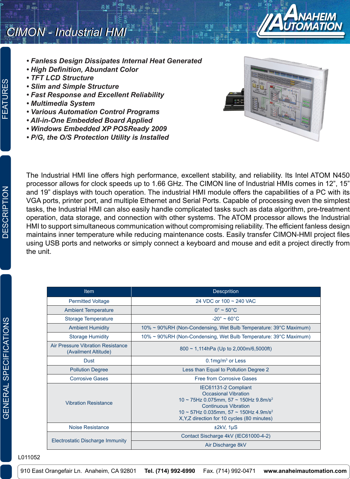 Page 1 of 7 - L011052 - Industrial HMI Spec Sheet