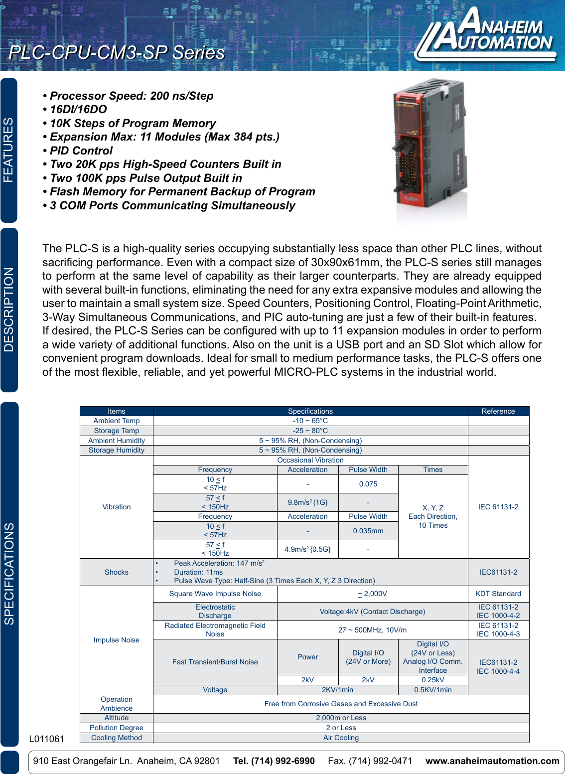 Page 1 of 7 - L011061 - PLC-CPU-CM3 Spec Sheet