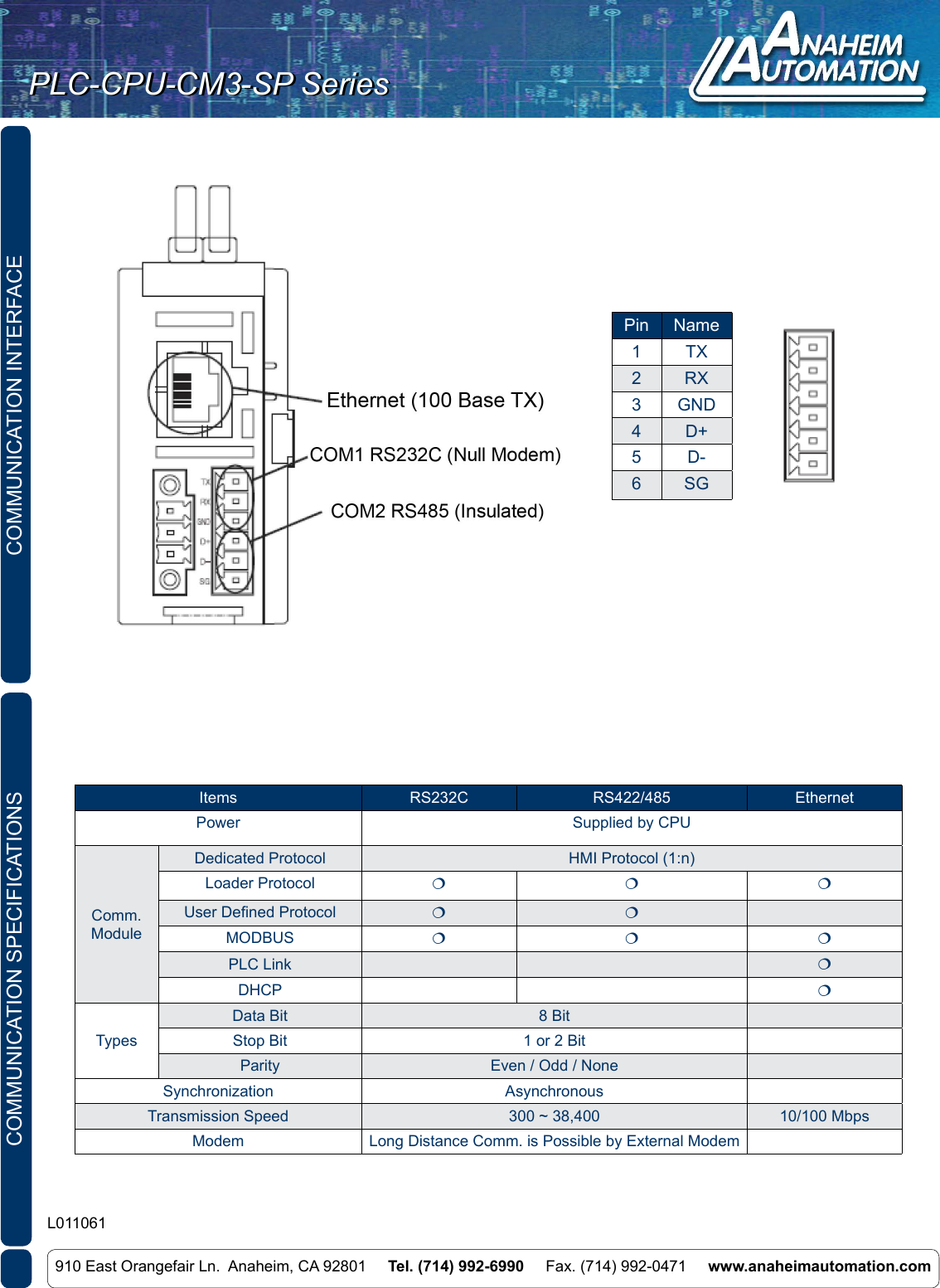 Page 6 of 7 - L011061 - PLC-CPU-CM3 Spec Sheet