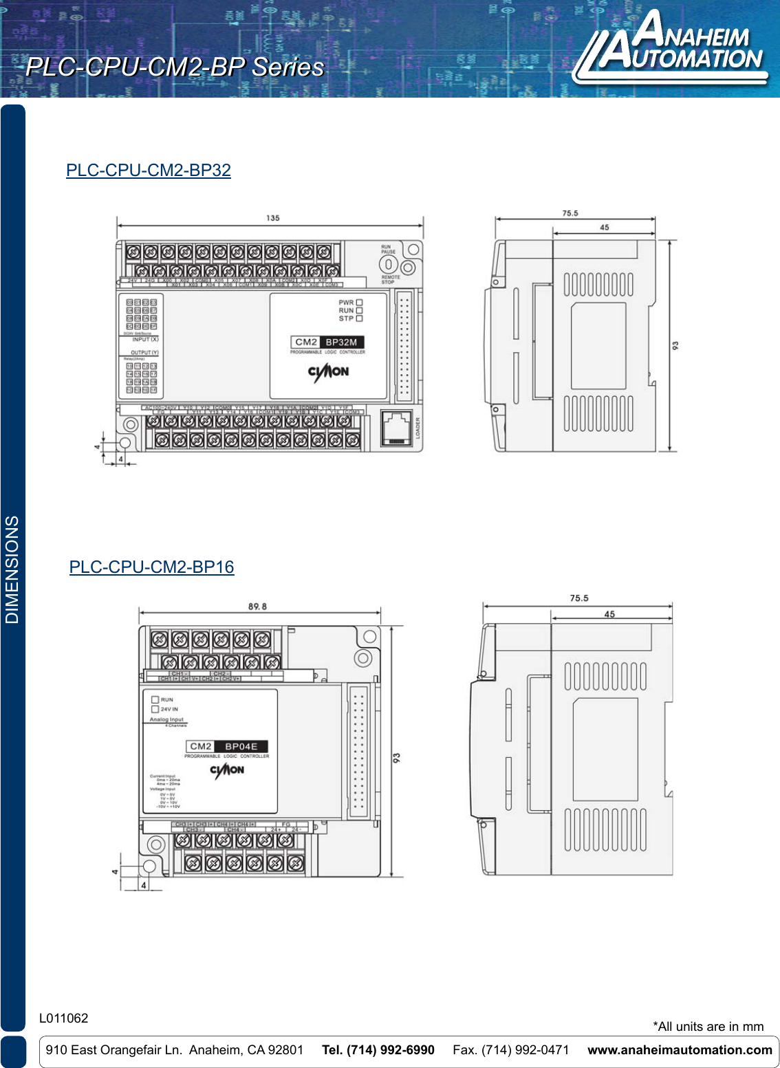 Page 7 of 7 - L011062 - PLC-CPU-CM2 Spec Sheet