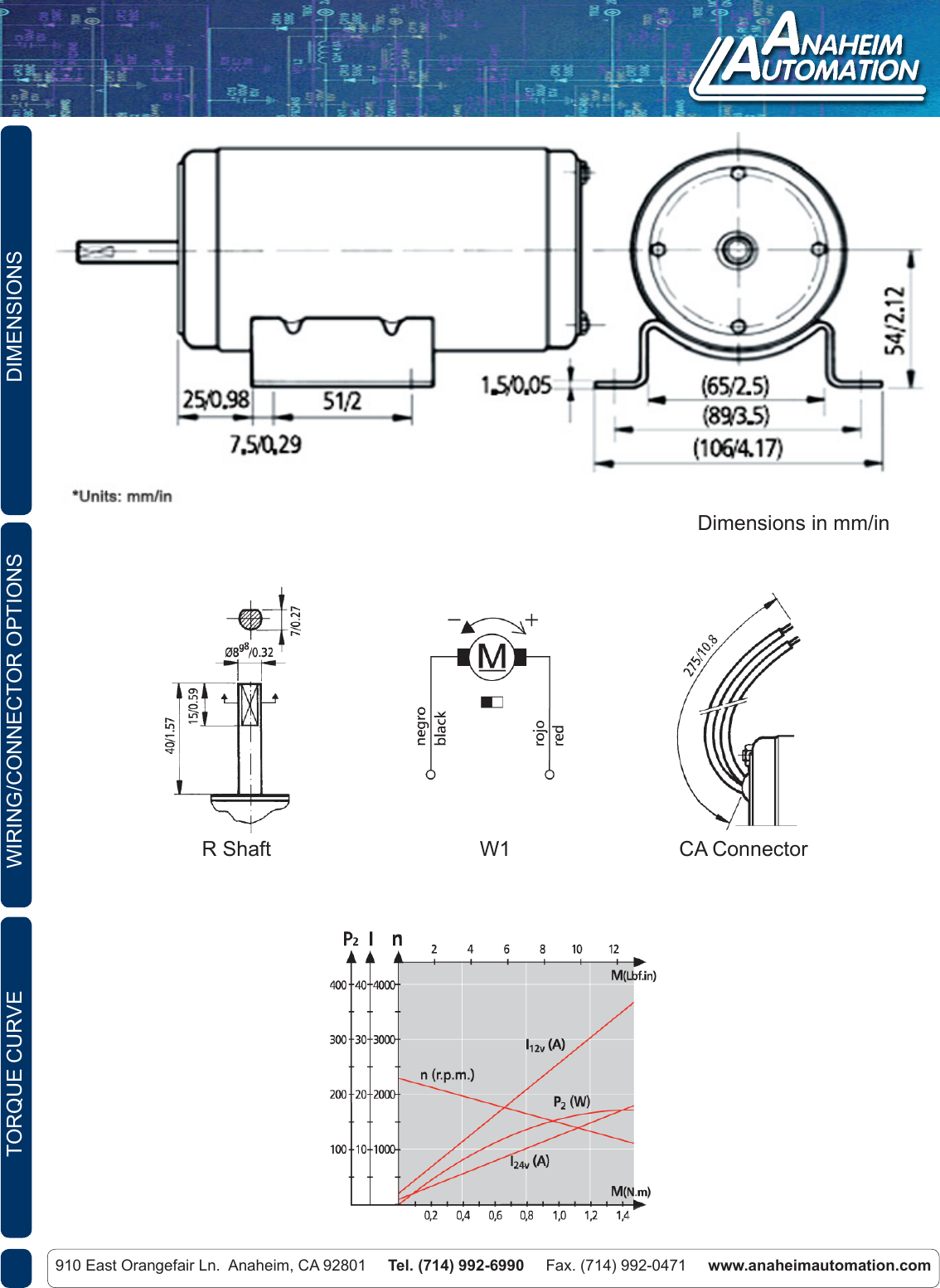 Page 2 of 2 - L011094 - BDC-168 89mm Brush DC Motor Spec Sheet