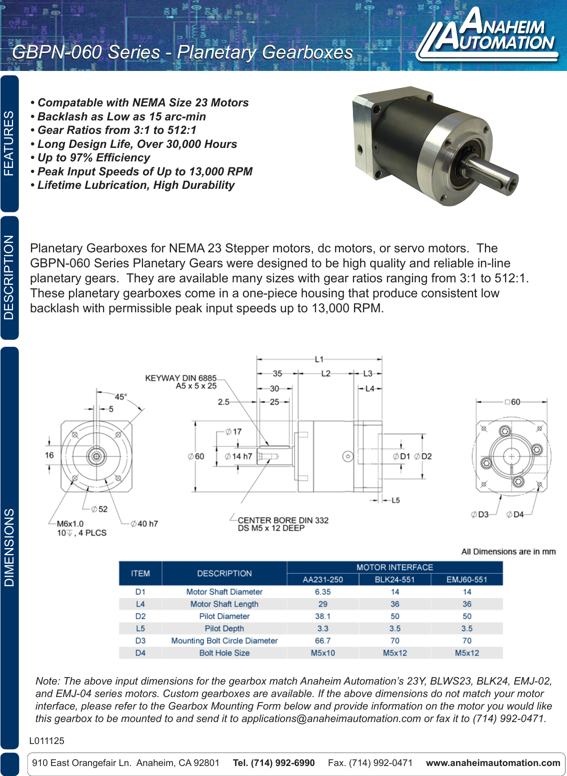 Page 1 of 3 - L011125 - GBPN-060 Series Planetary Gears
