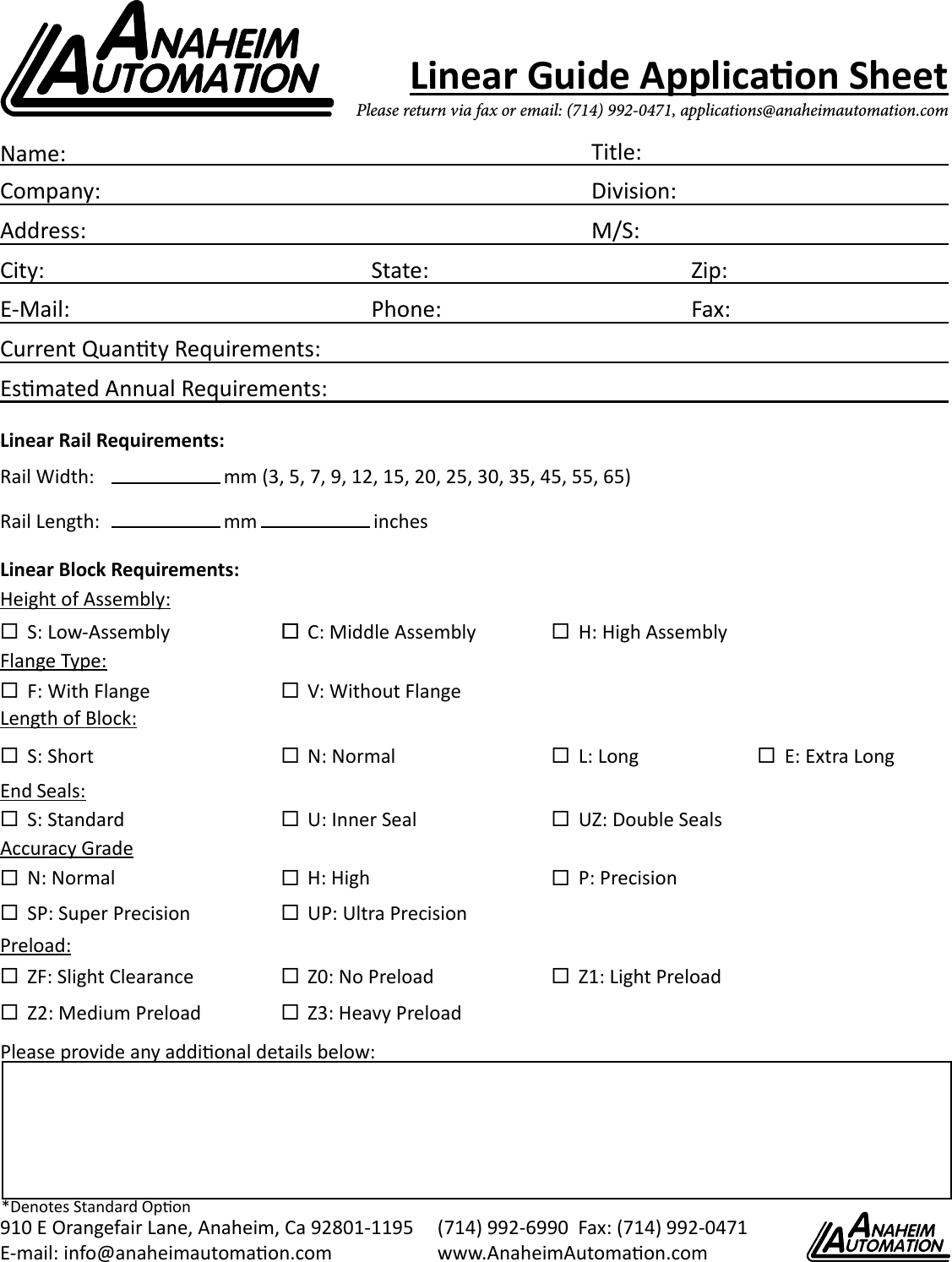 L011153 Linear Guide Application Sheet