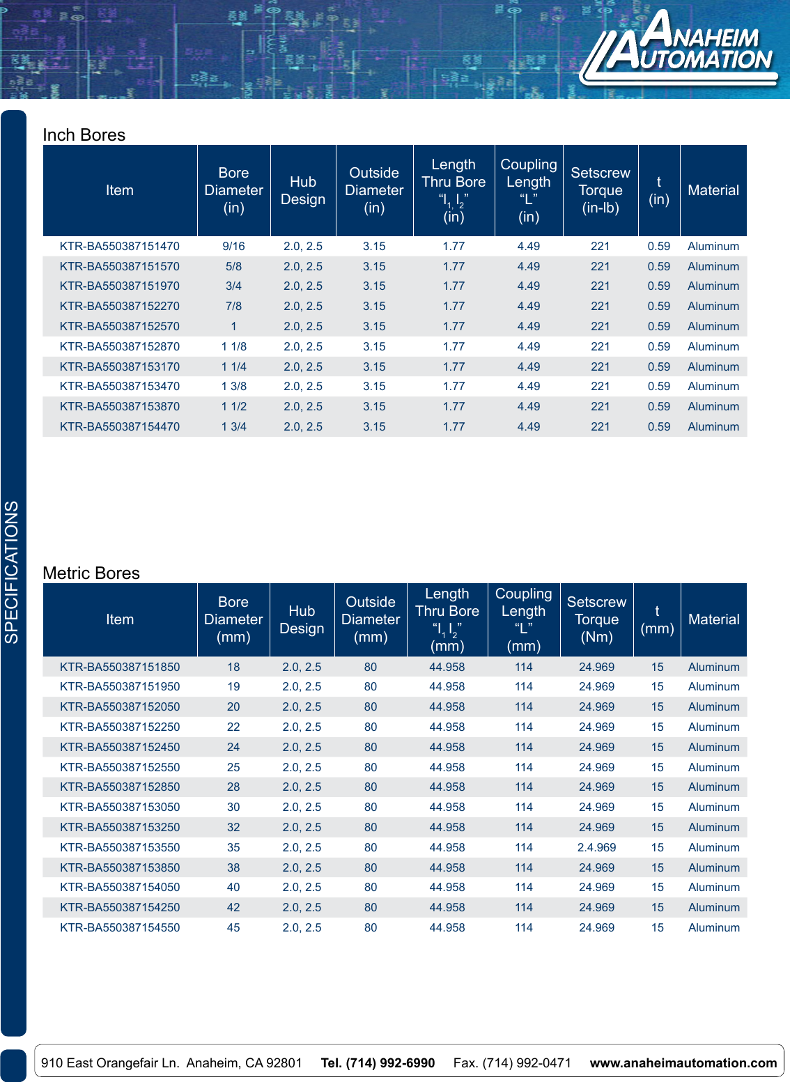 Page 2 of 3 - L011409 - CPL-KTR-38 GS Series Spec Sheet