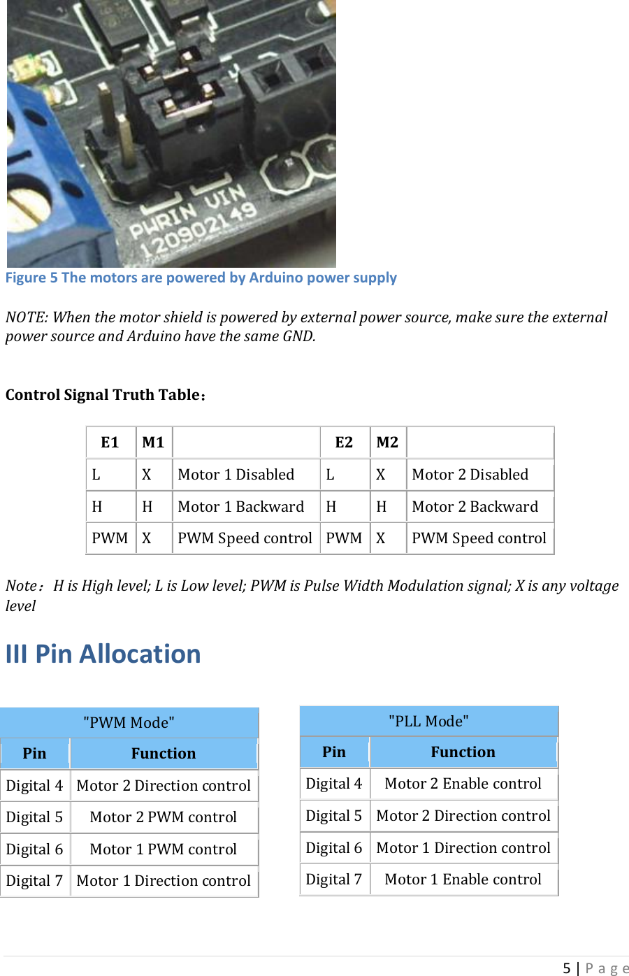 Page 5 of 7 - Arduino Motor Shield (L298) L298 Manual