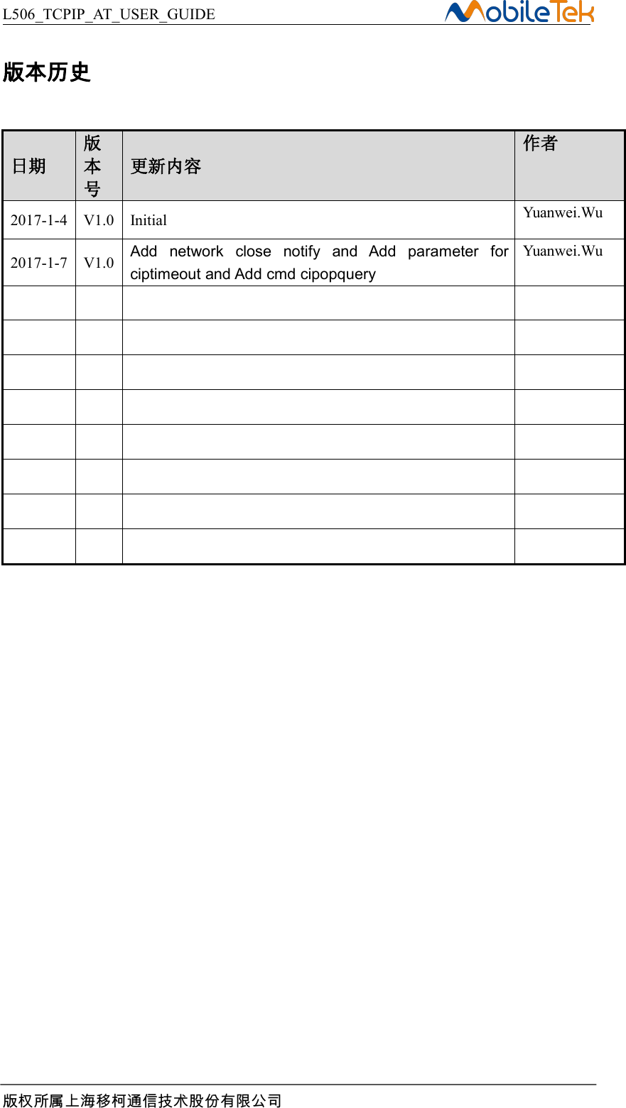 Page 3 of 12 - L506 TCPIP AT USER GUIDE