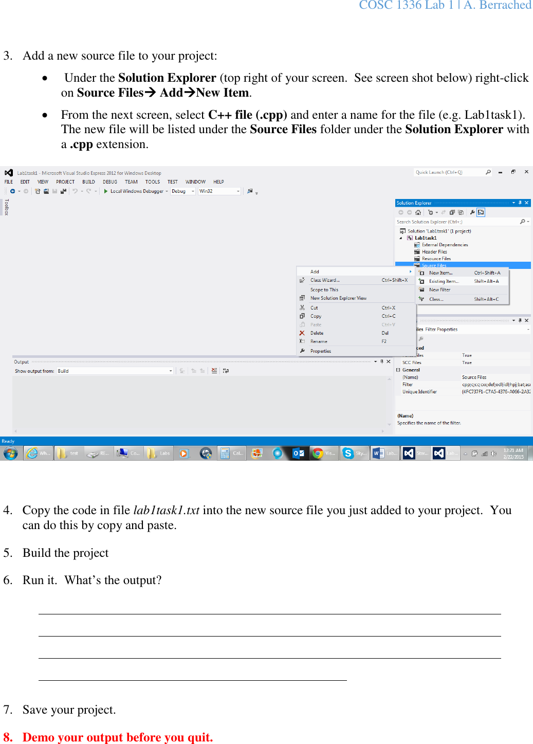COSC 1336 Lab 1 INSTRUCTIONS