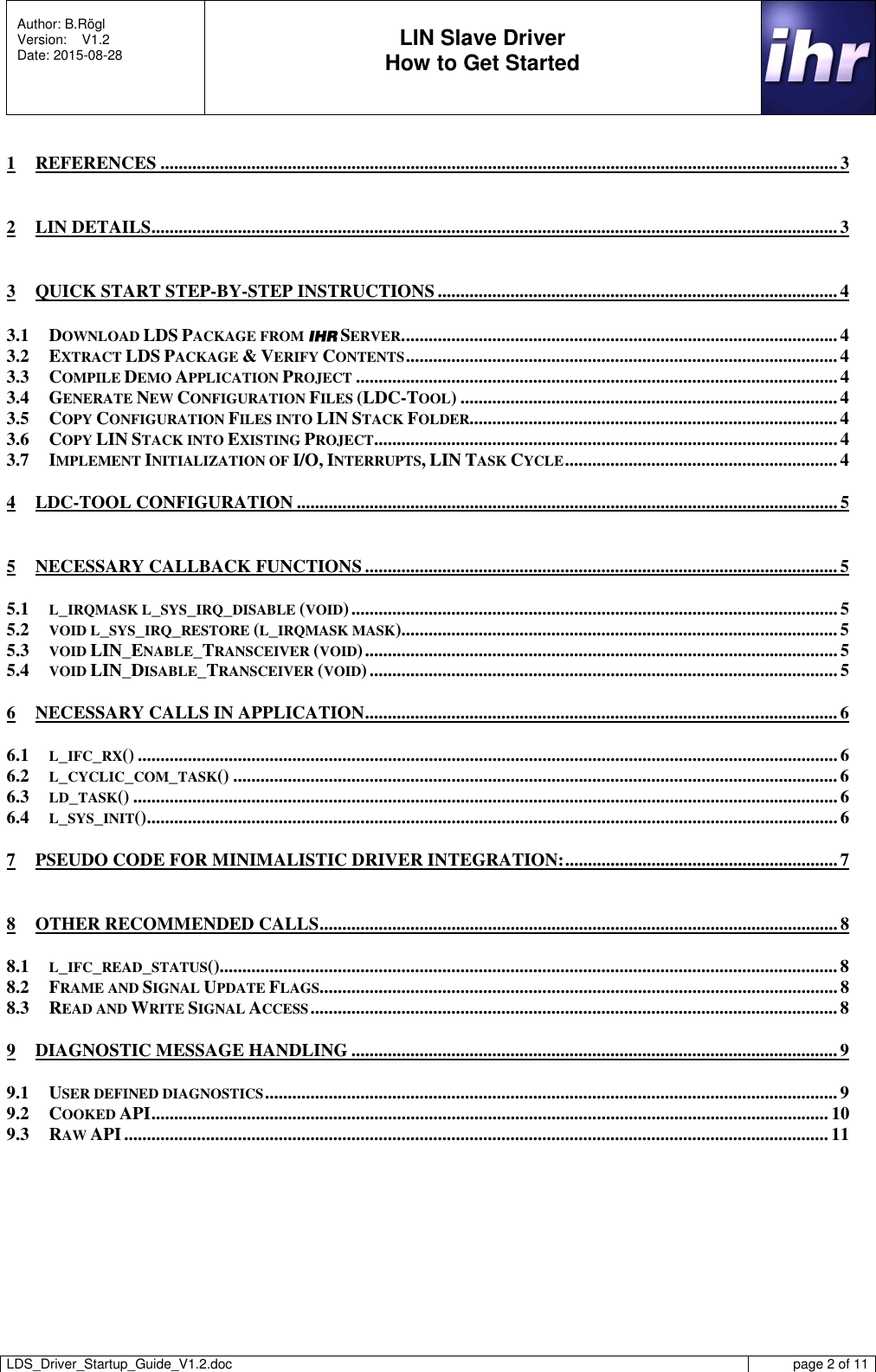 Page 2 of 11 - LDS_Driver_Startup_Guide_V1.2 LDS Driver Startup Guide V1.2