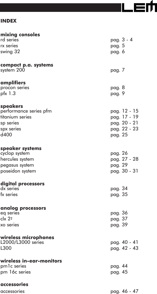 Catalogo Lem/5 ING LEM Mini catalogue