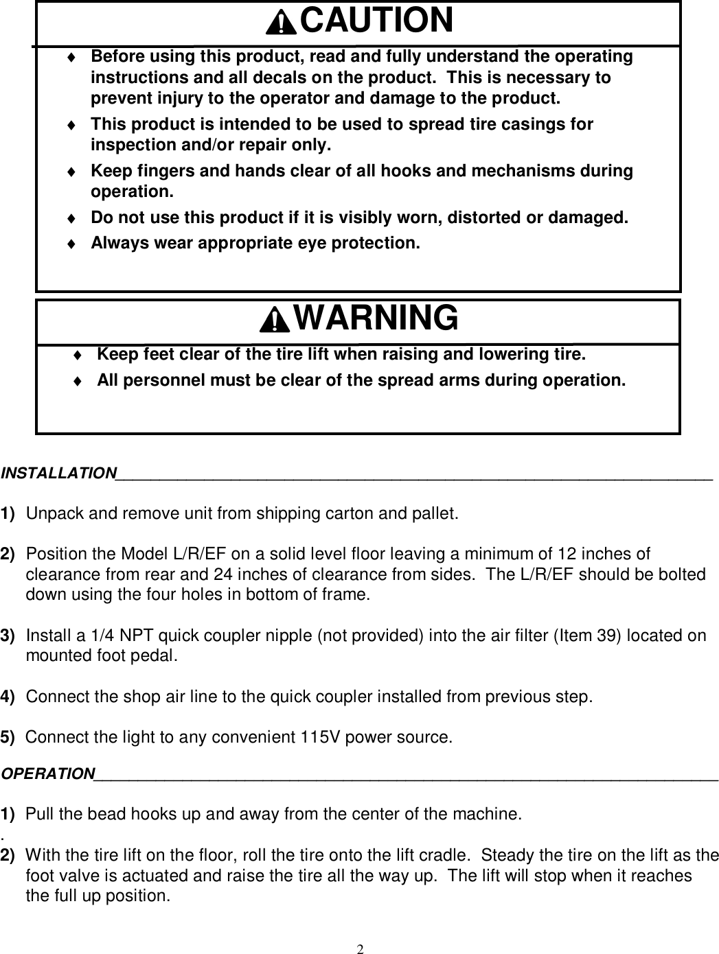 Page 3 of 12 - LR And LR-EF Tire Spreaders