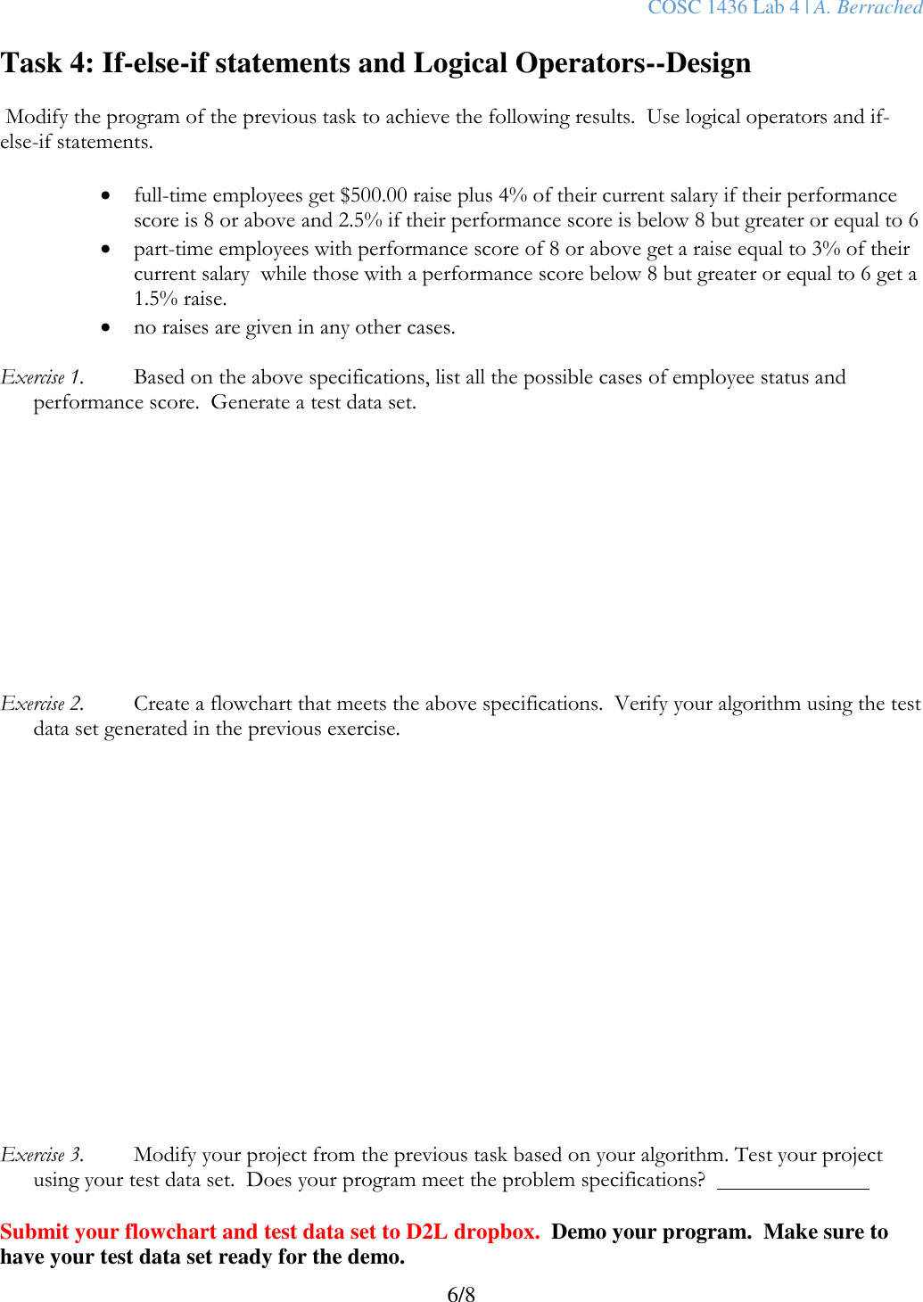 Page 6 of 8 - COSC 1436 Lab 4 Instructions