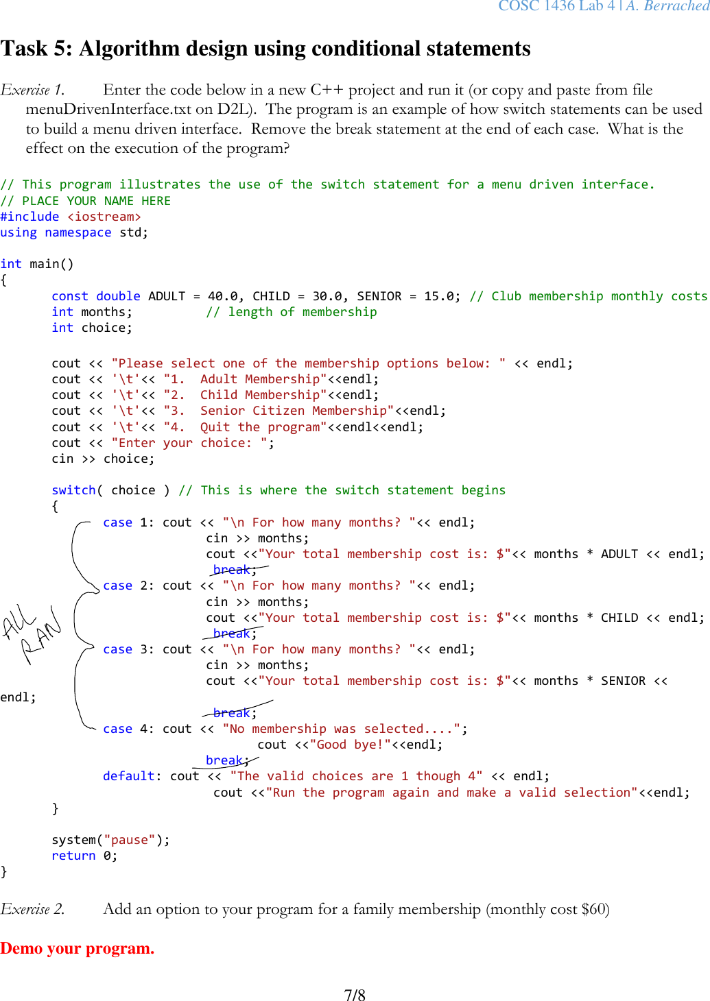 Page 7 of 8 - COSC 1436 Lab 4 Instructions