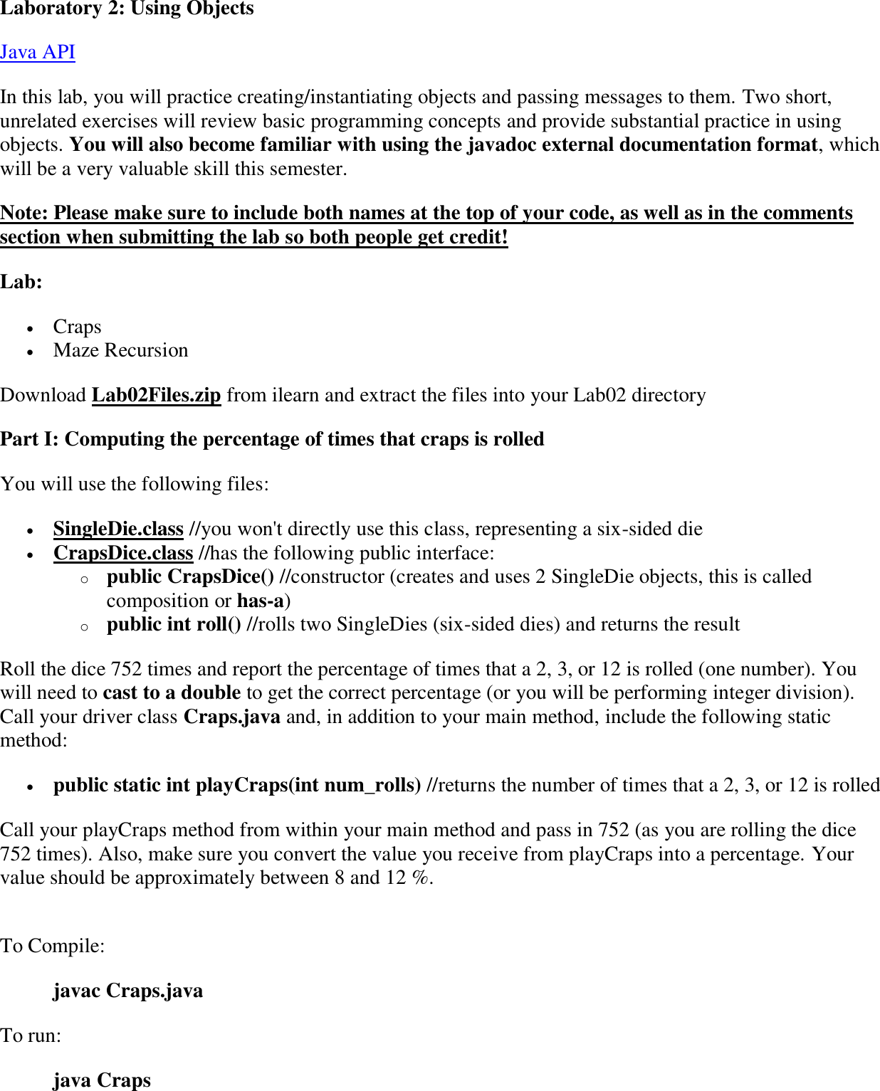 Page 1 of 5 - Laboratory 2 Instructions