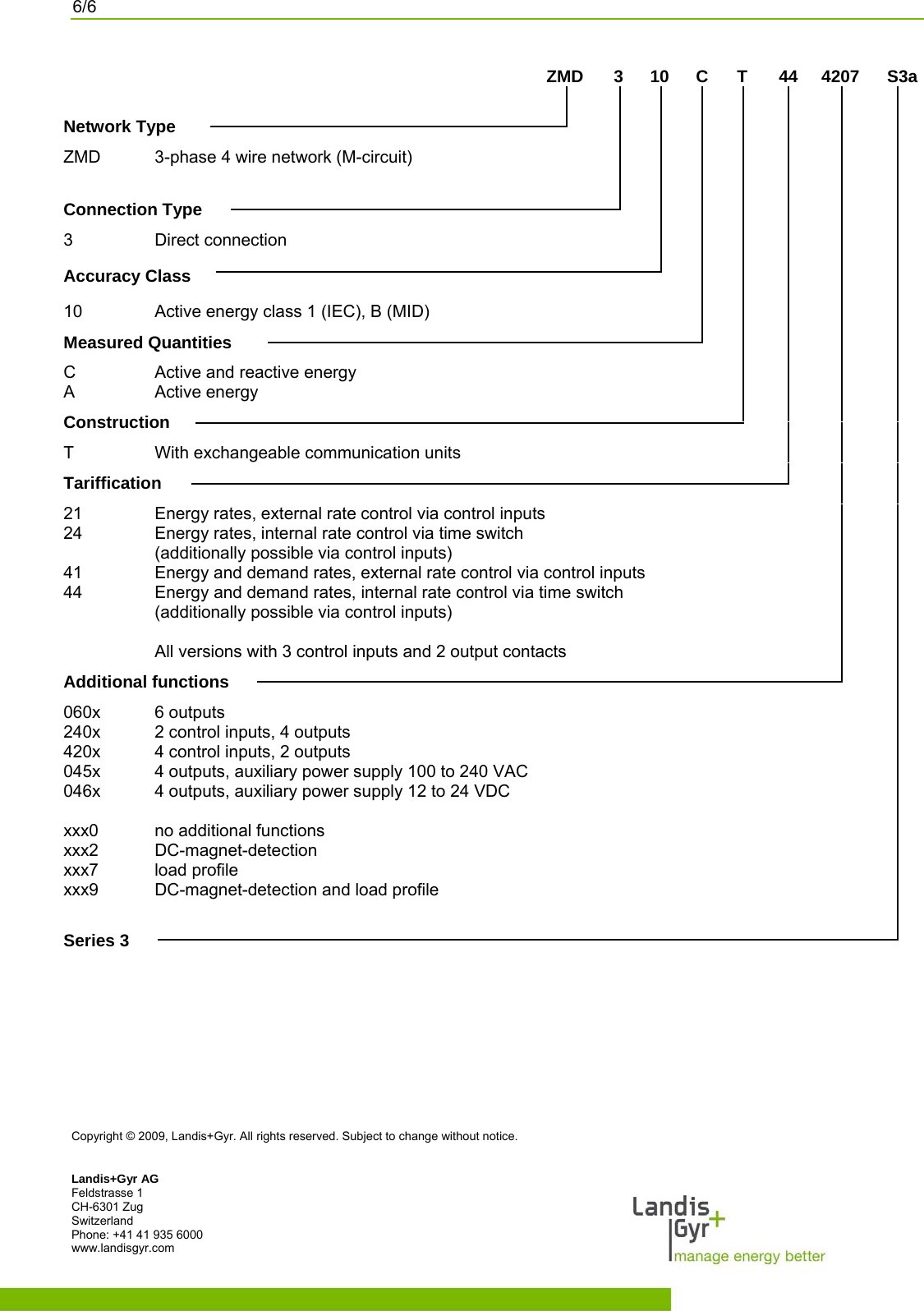 Page 6 of 6 - E650 Series 3 (ZMD310AT/CT) Landis Technical Data