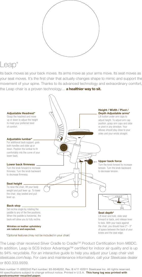 leap chair manual