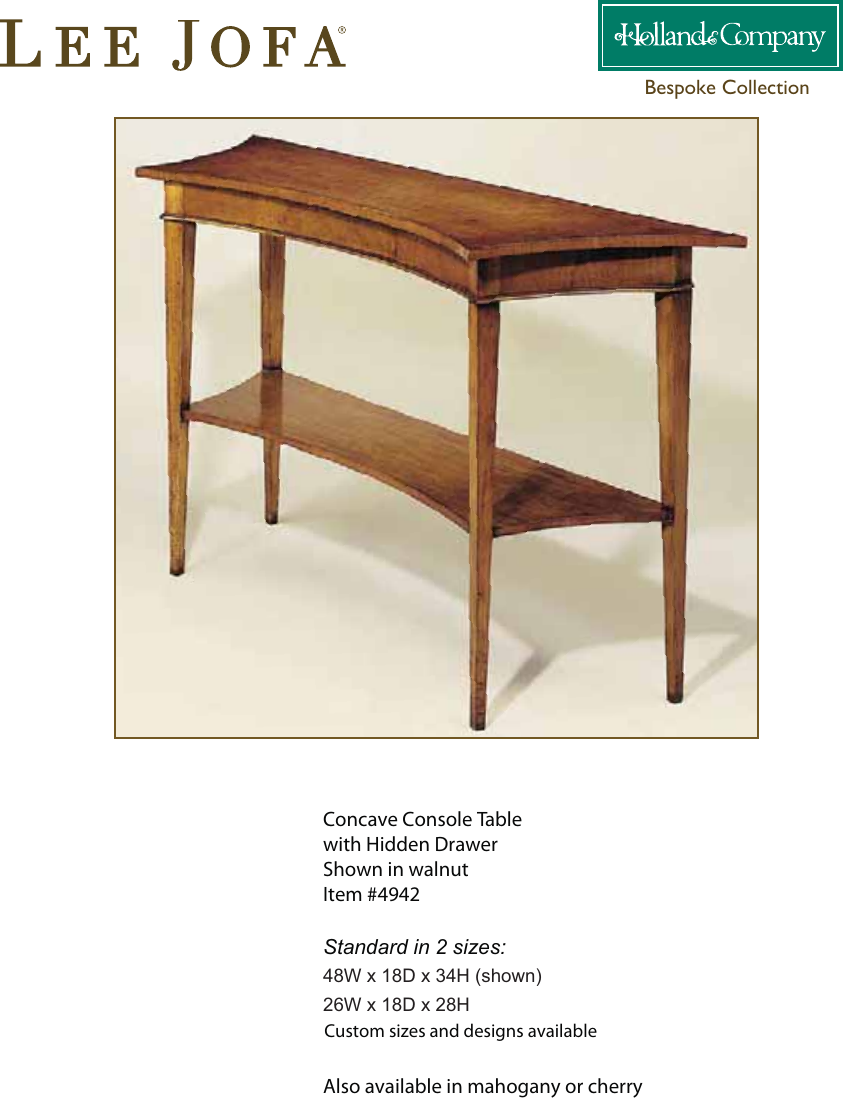 Page 1 of 1 - Lee Jofa Concave Console Table Tearsheet