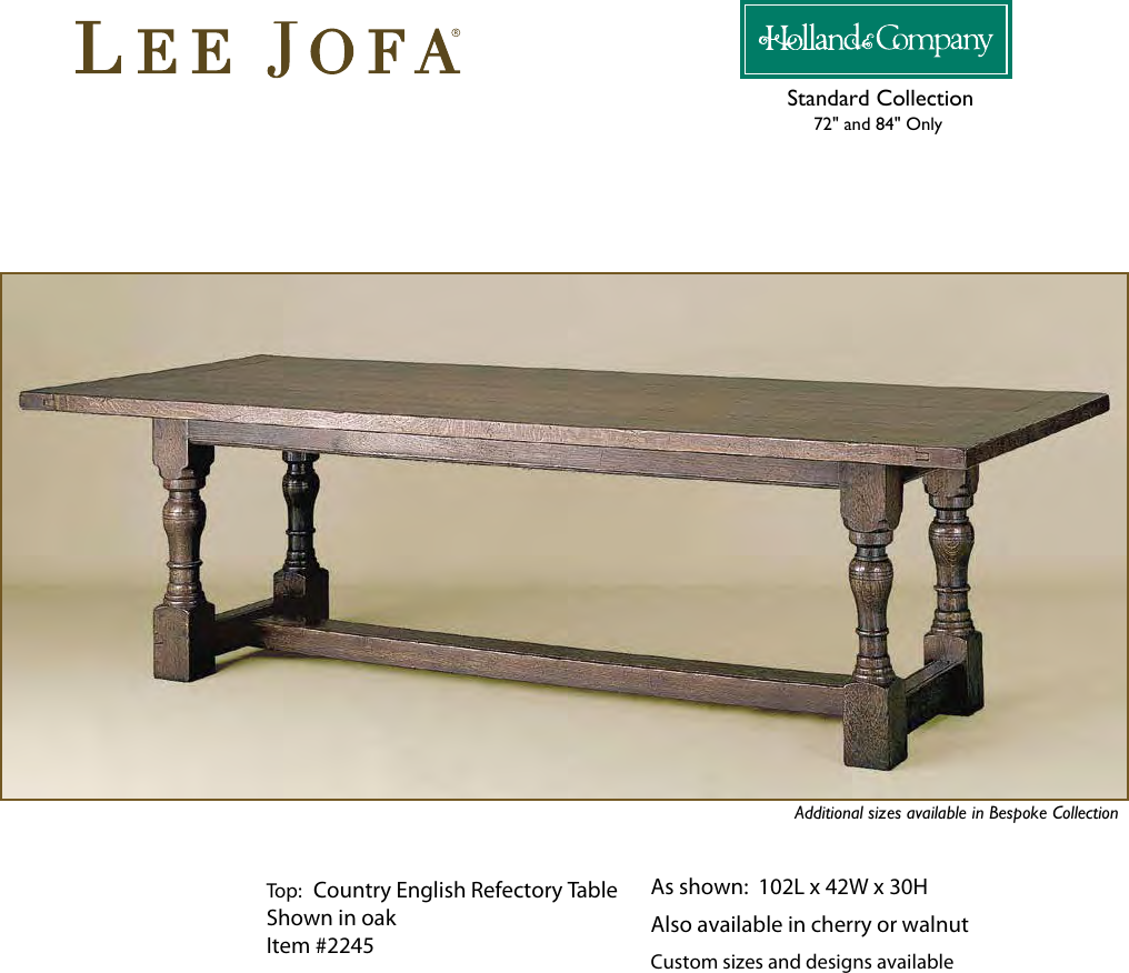 Page 1 of 2 - Lee Jofa Country English Refectory Table Tearsheet