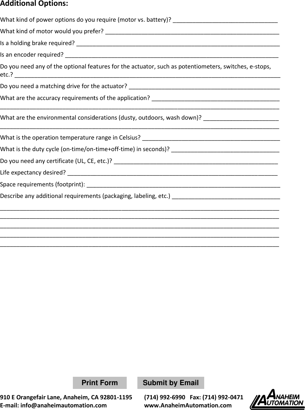 Page 2 of 2 - Linear Actuator Application Sheetx Sheet